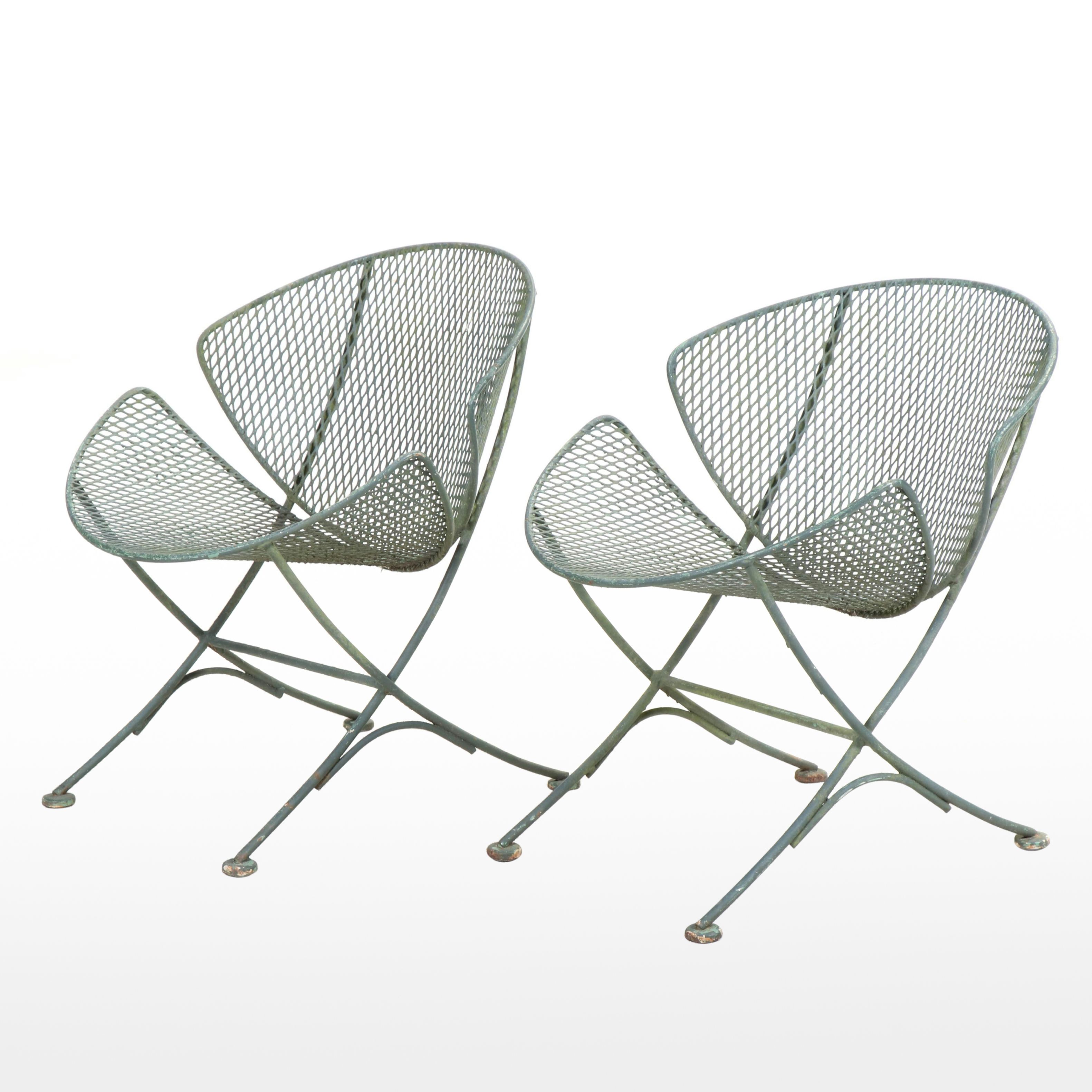 Pair of Maurizio Salterini Mid Century Modern Orange Slice Patio Chairs