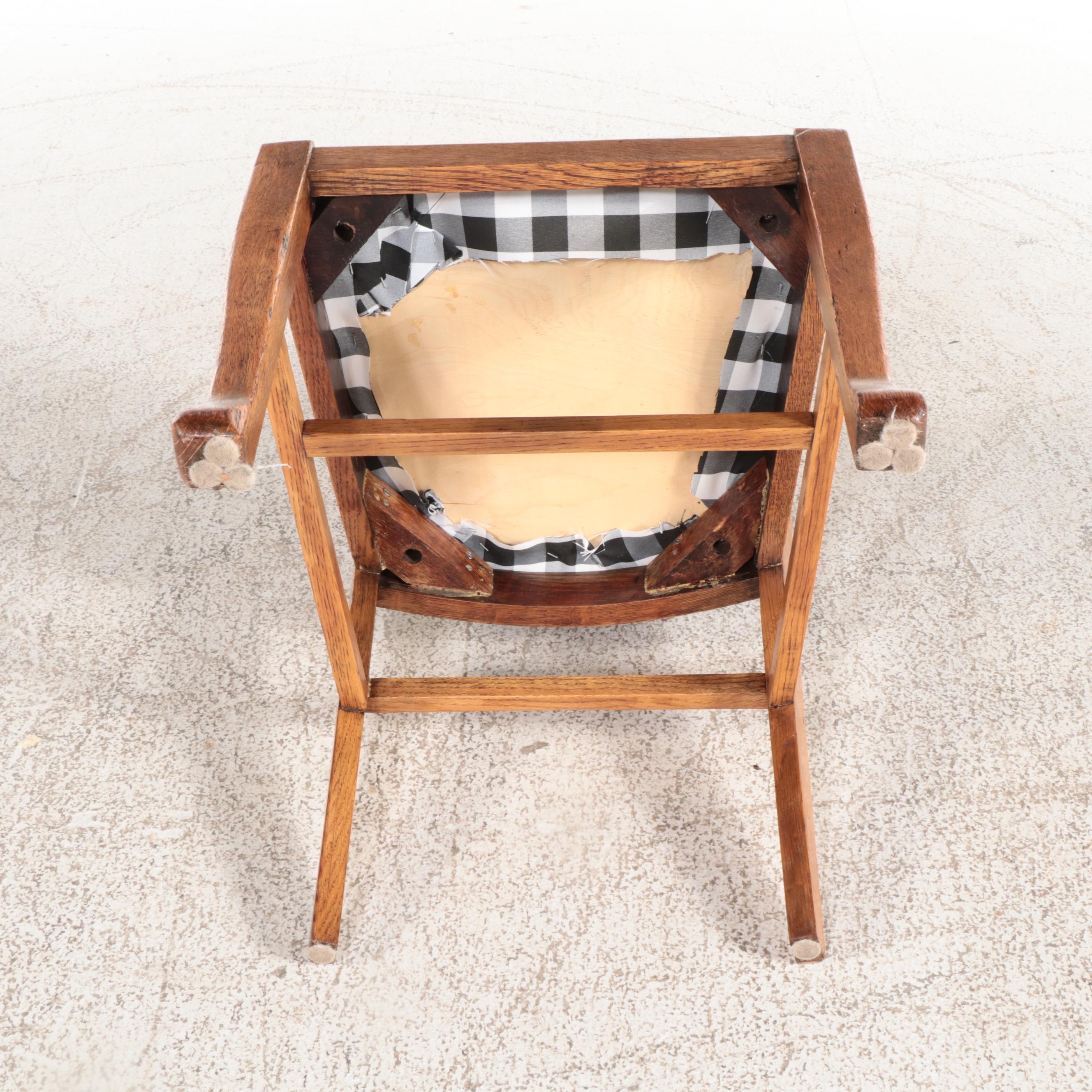 White Electric Sewing Machine in a Mahogany Table with Oak Chair