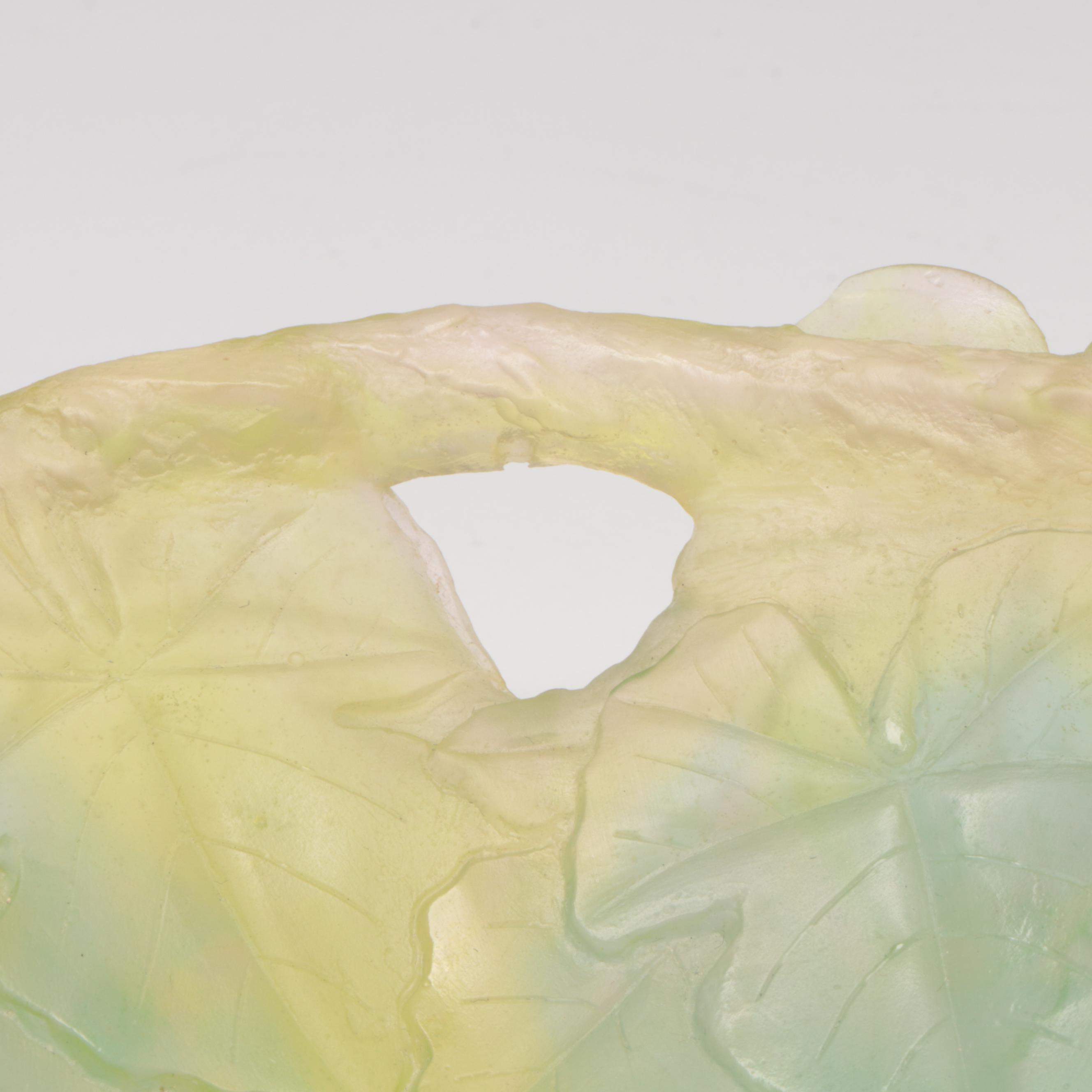 Daum Green and Lavender Pâte de Verre Bowl