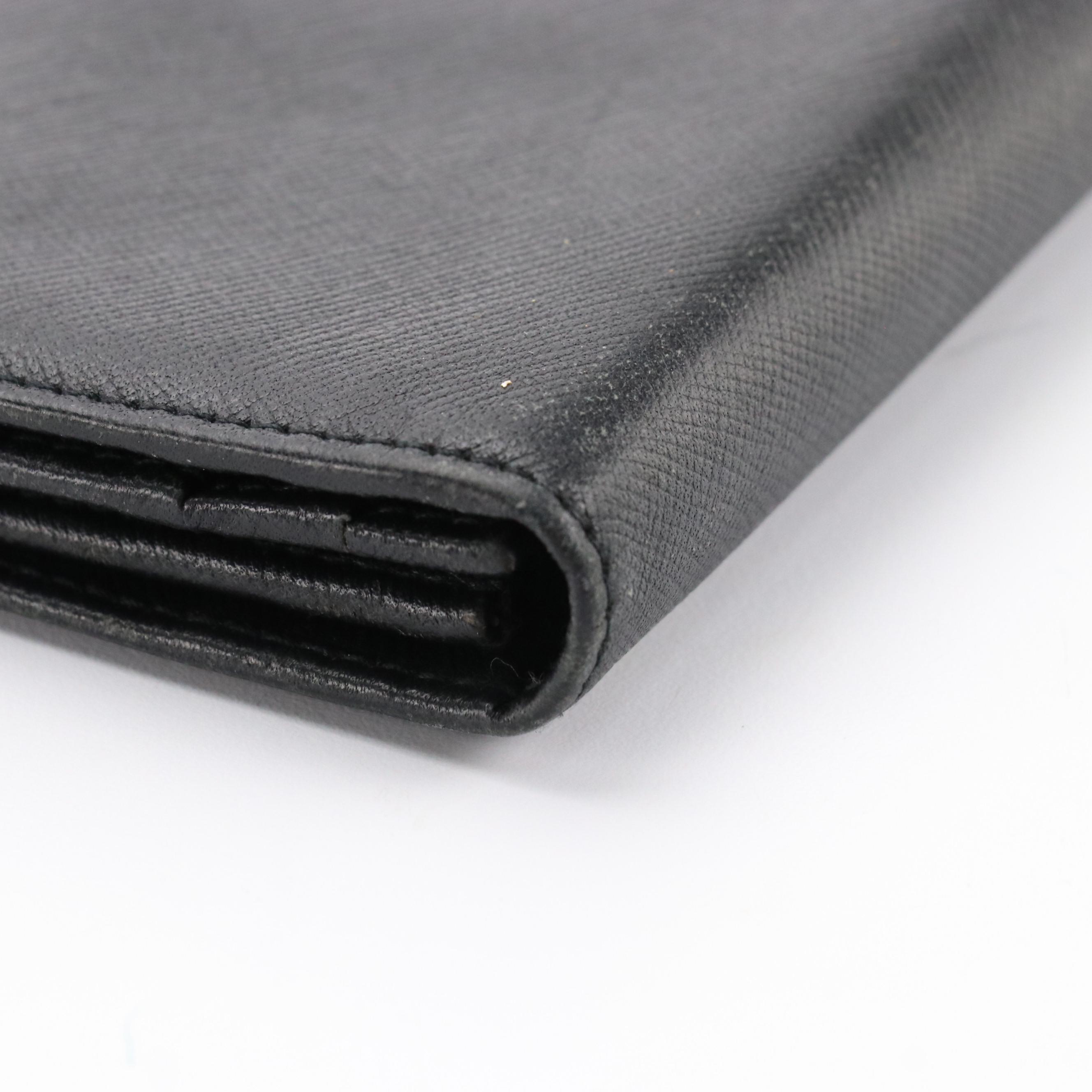 Prada Double-Snap Long Wallet in Black Saffiano Leather