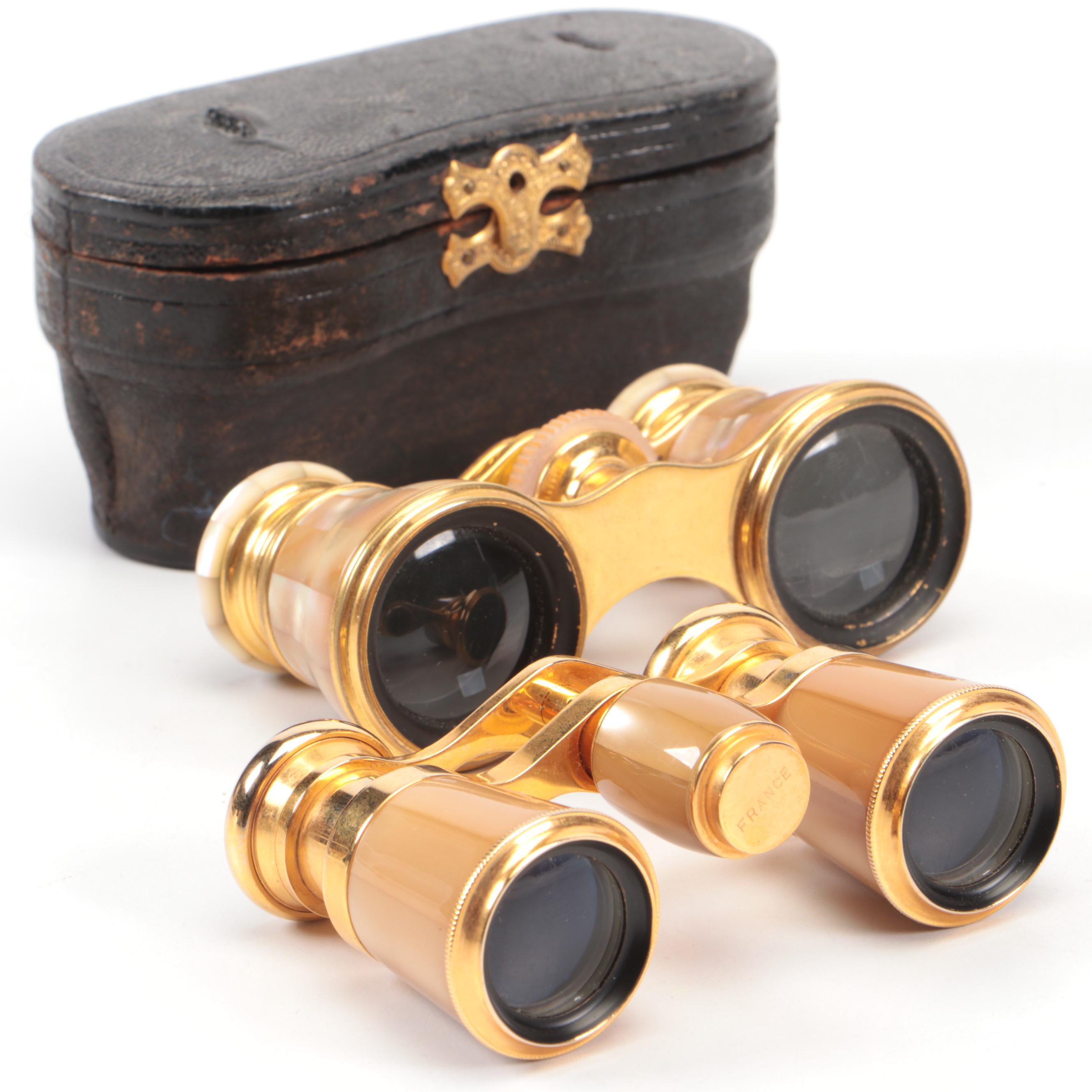Lemaire Mother-of Pearl and Brass Opera Glasses with La Bohème Opera Glasses