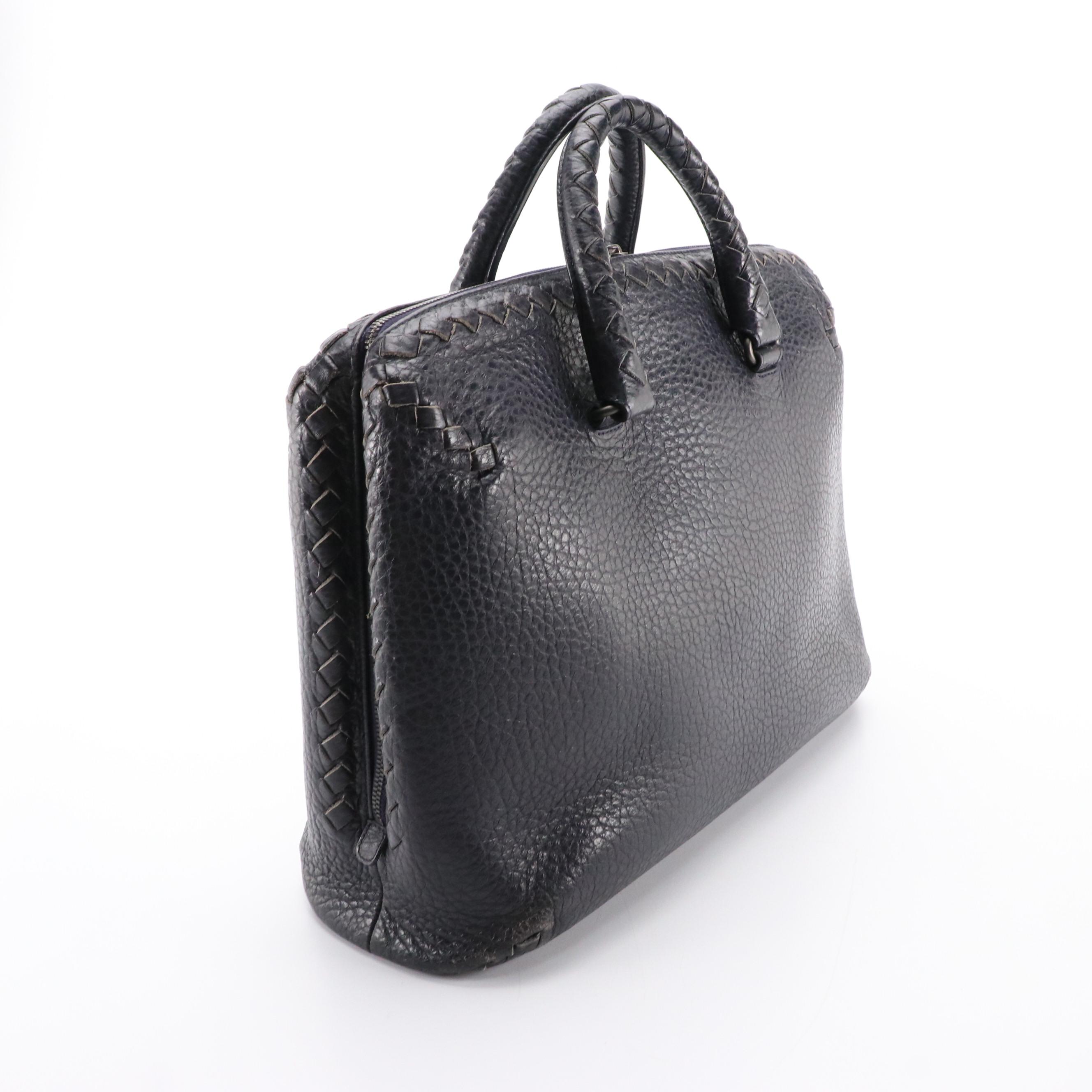 Bottega Veneta Top Handle Bag in Cervo Leather with Intrecciato Detail