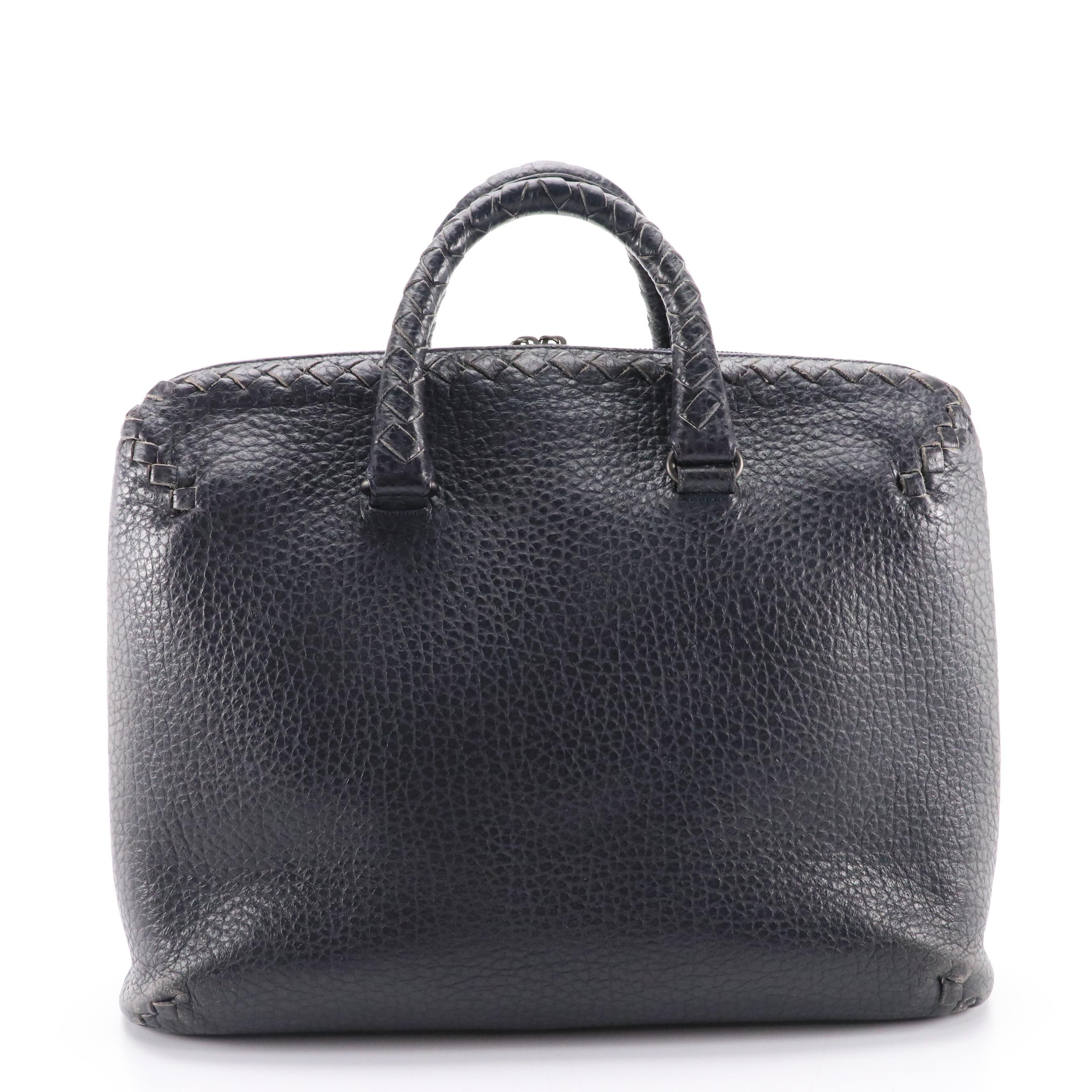 Bottega Veneta Top Handle Bag in Cervo Leather with Intrecciato Detail