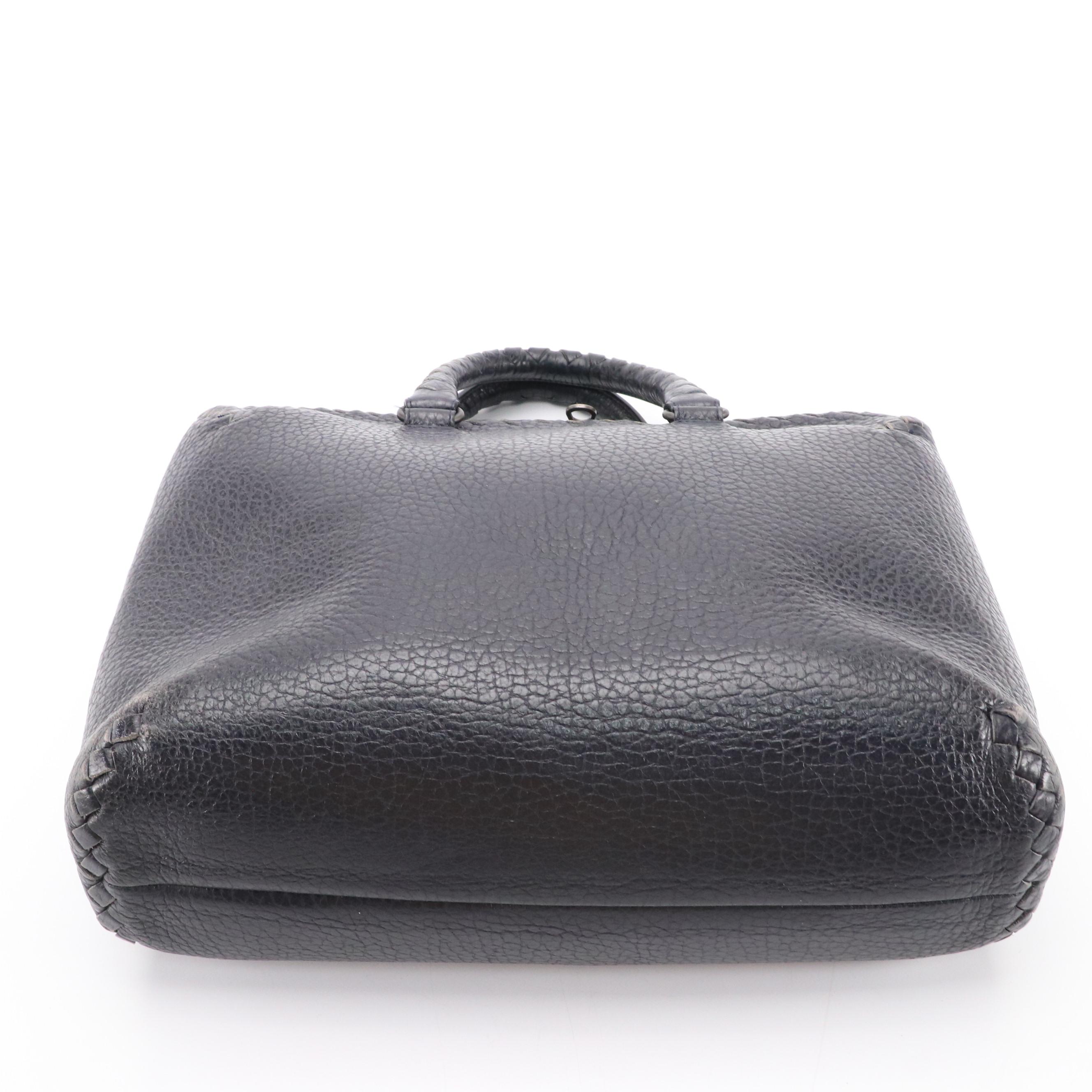 Bottega Veneta Top Handle Bag in Cervo Leather with Intrecciato Detail