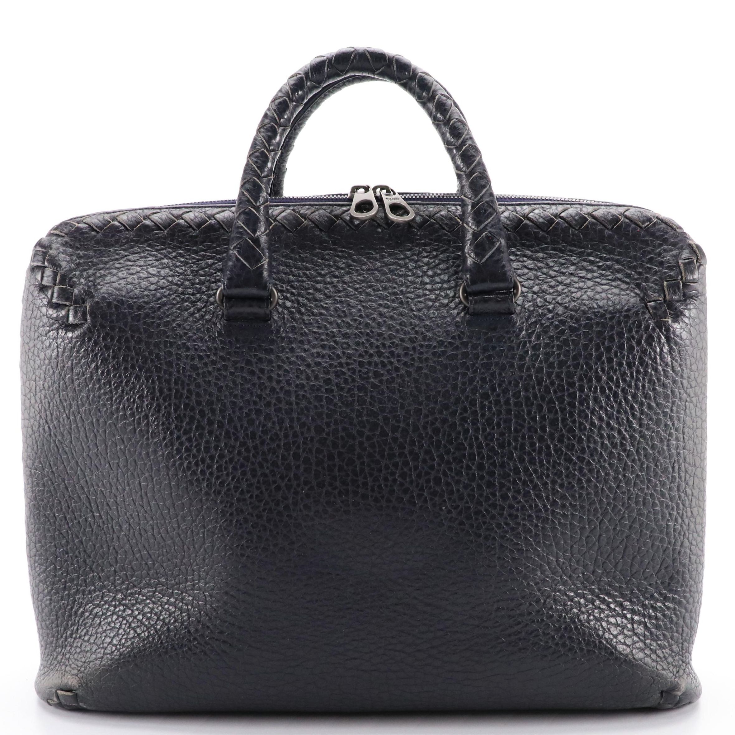 Bottega Veneta Top Handle Bag in Cervo Leather with Intrecciato Detail