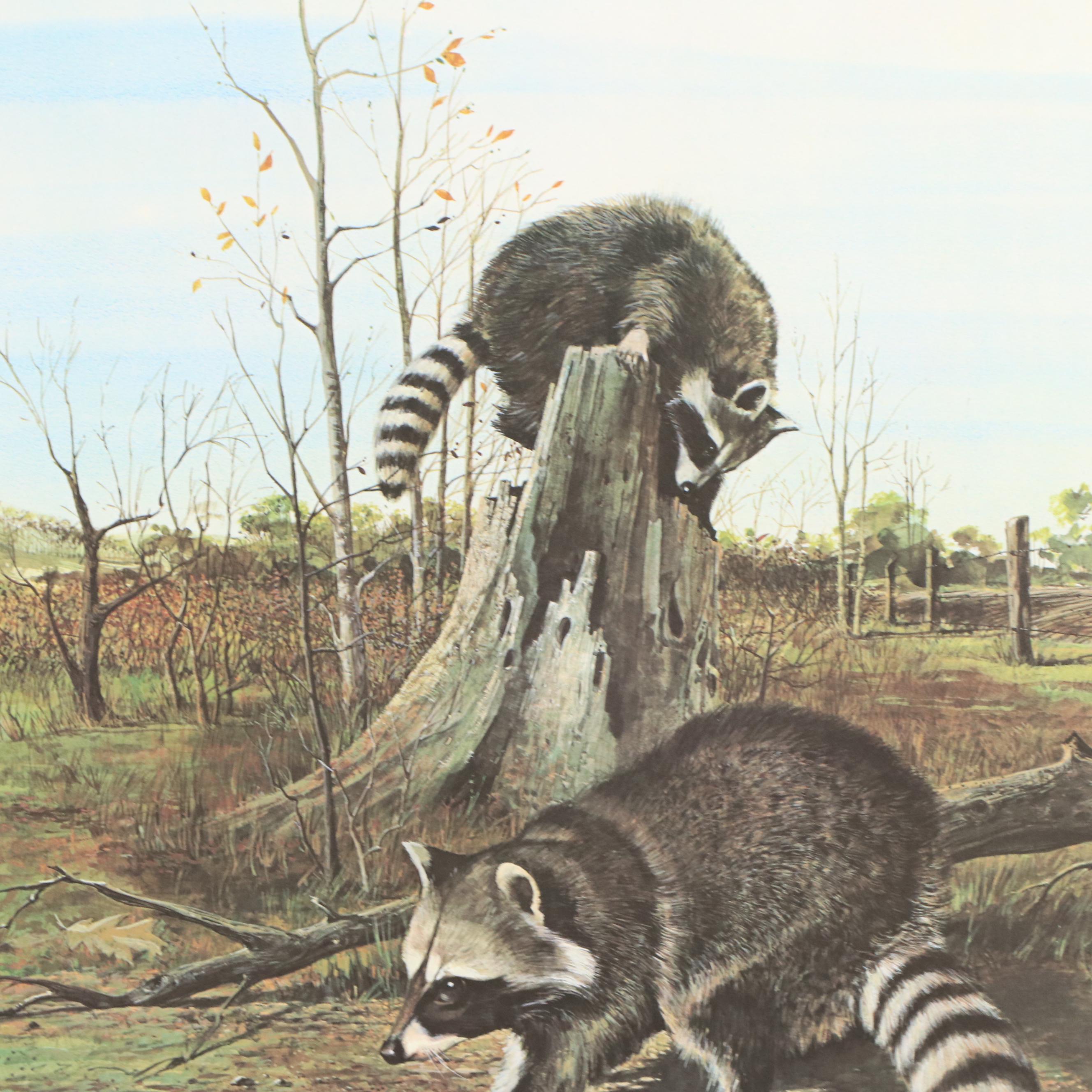 Ralph J. McDonald Offset Lithograph "The Raccoons"