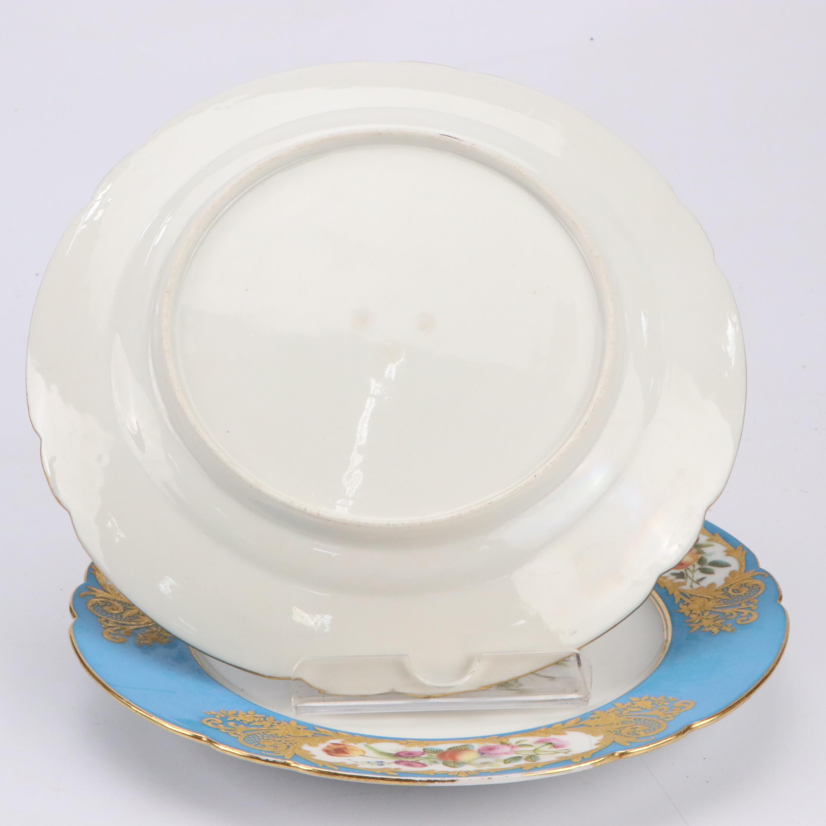 Charles Ahrenfeldt Porcelain Blue Celeste Coffee Pot and Old Paris Style Plates