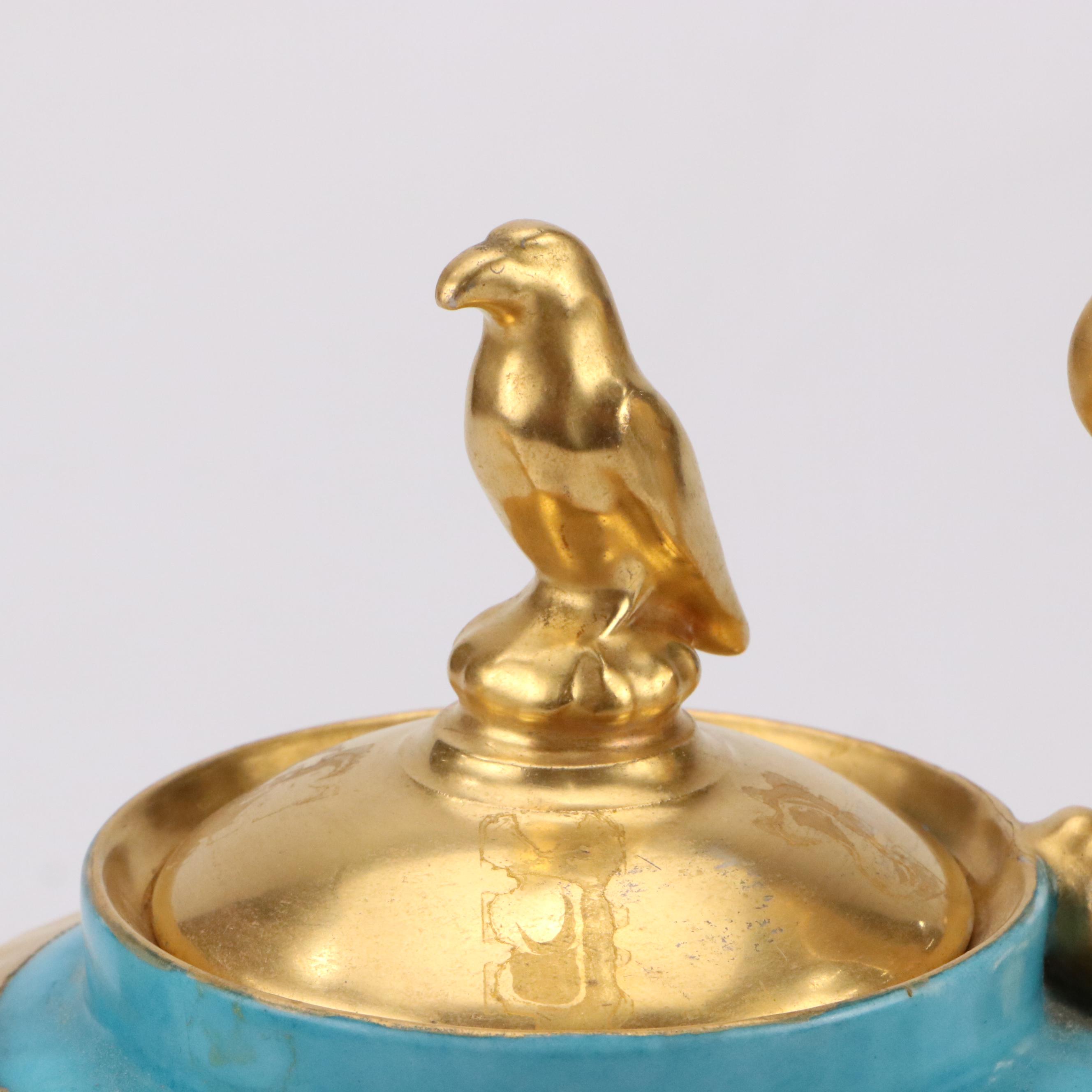 Charles Ahrenfeldt Porcelain Blue Celeste Coffee Pot and Old Paris Style Plates