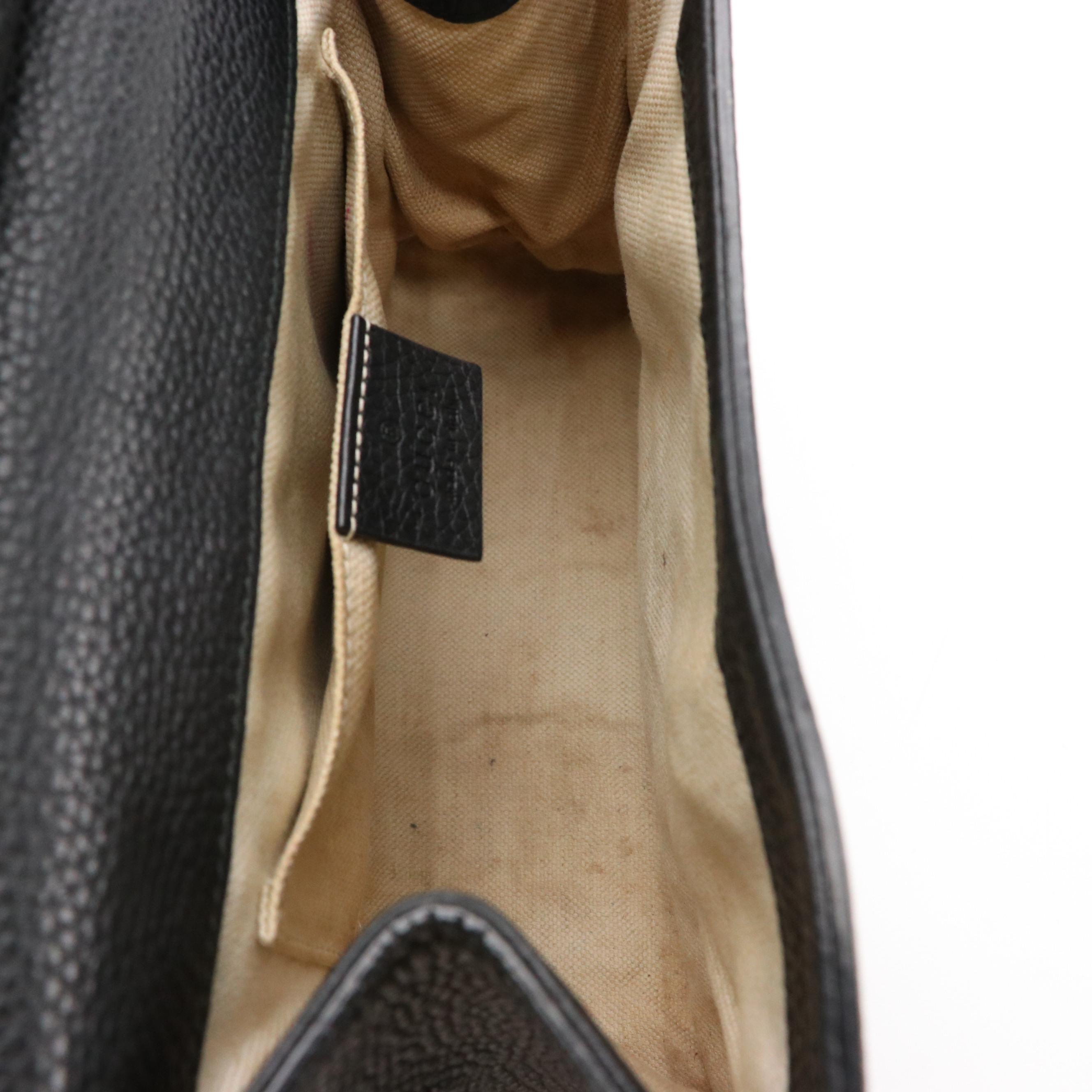 Gucci GG Marmont Top Handle Two-Way Bag in Black Pebble Grained Leather