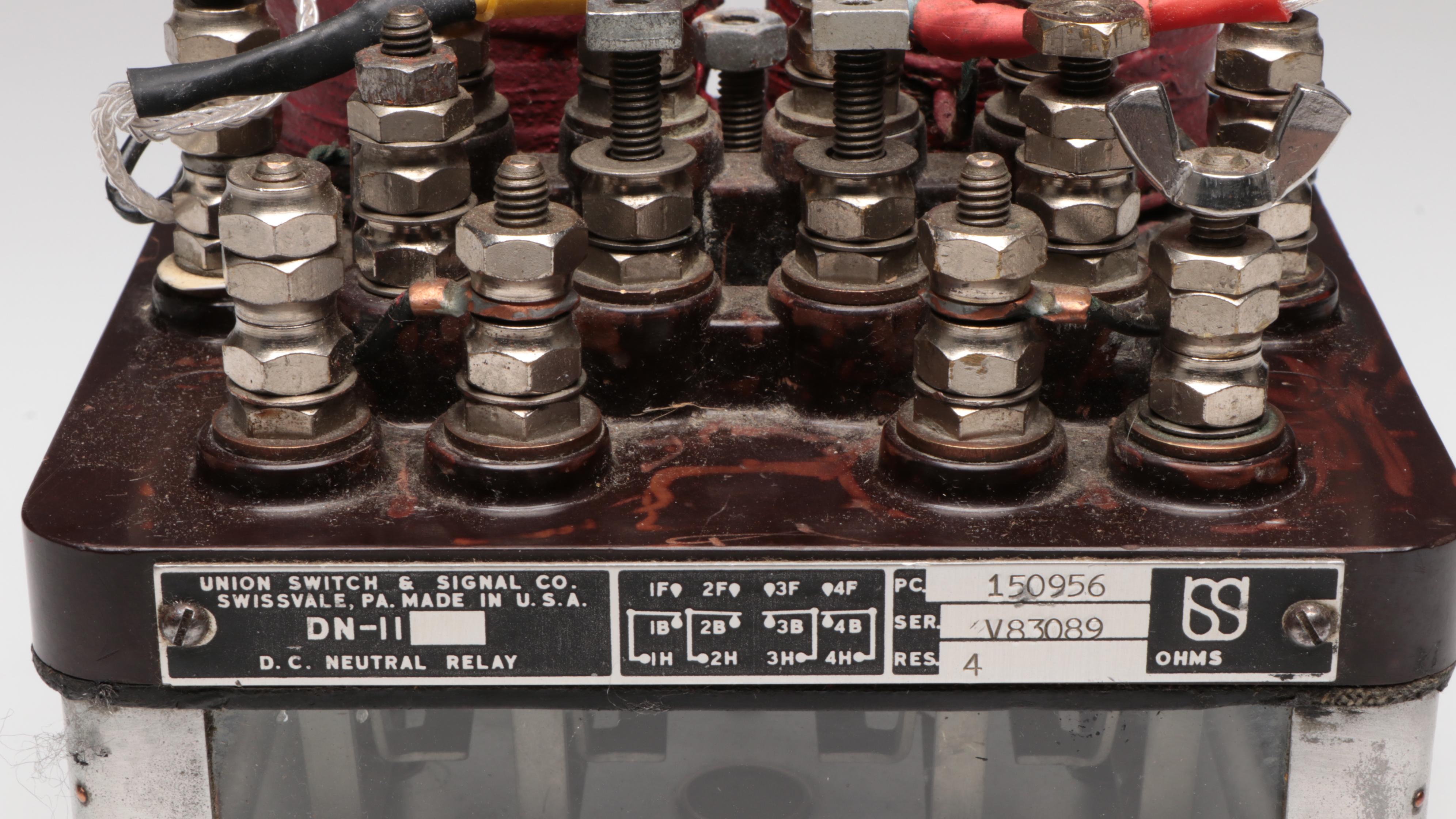 Union Switch and Signal Co. DN-II Railroad Neutral Relay, Circa 1952