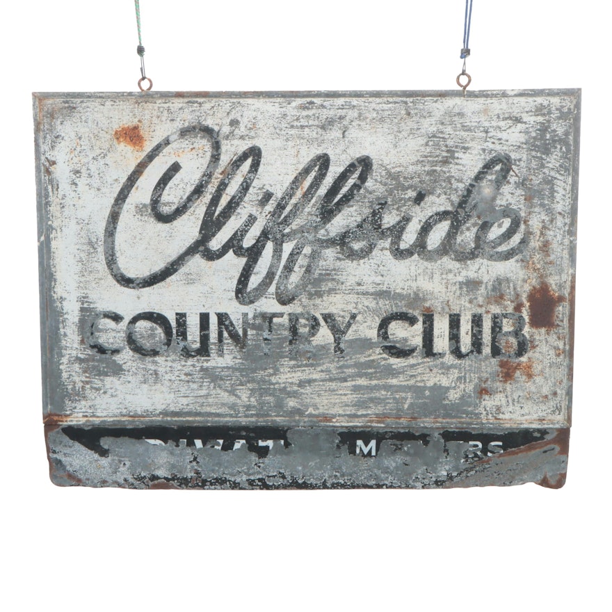 Cliffside Country Club Hanging Metal Sign