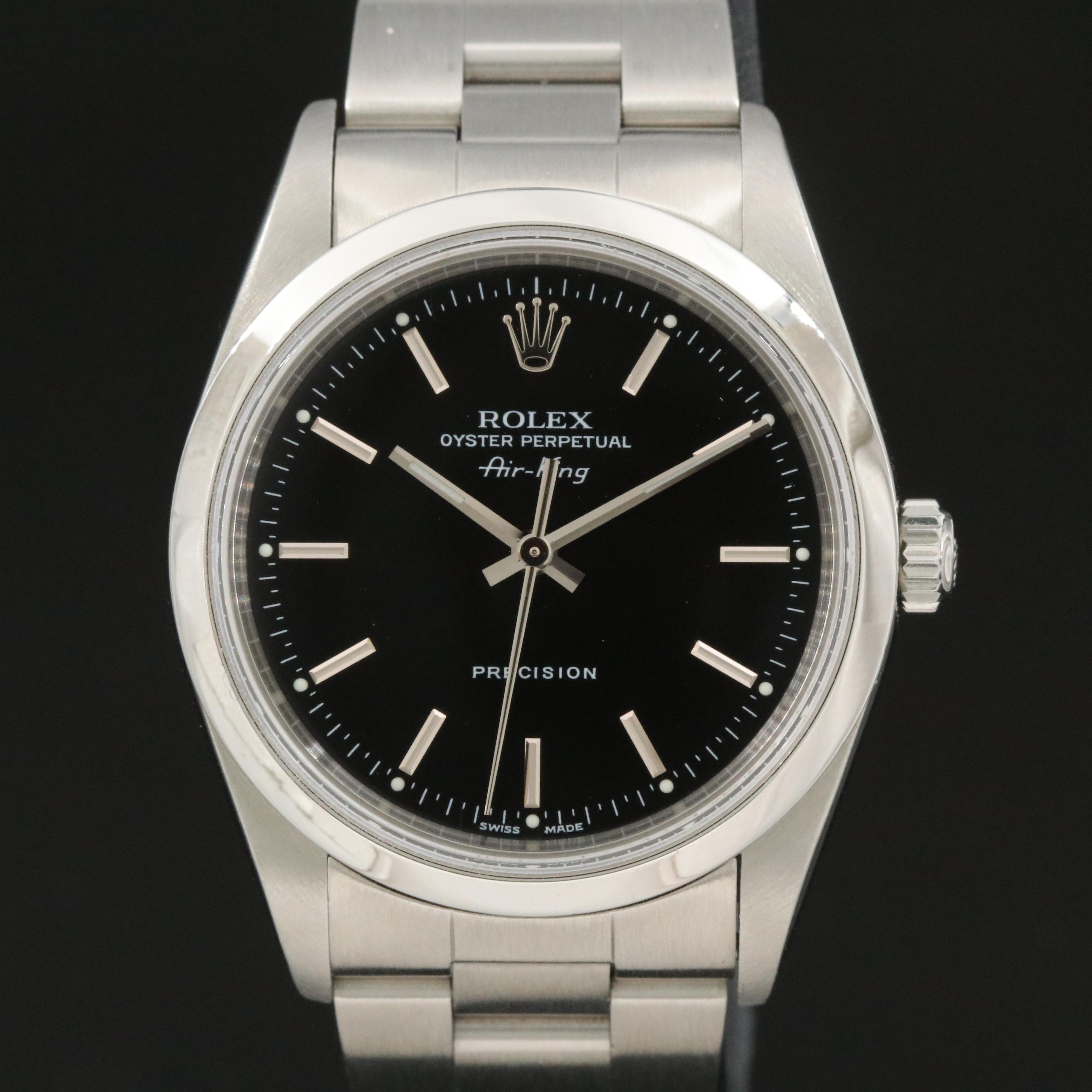 Rolex Air-King Steel Black Dial 34MM Automatic Watch