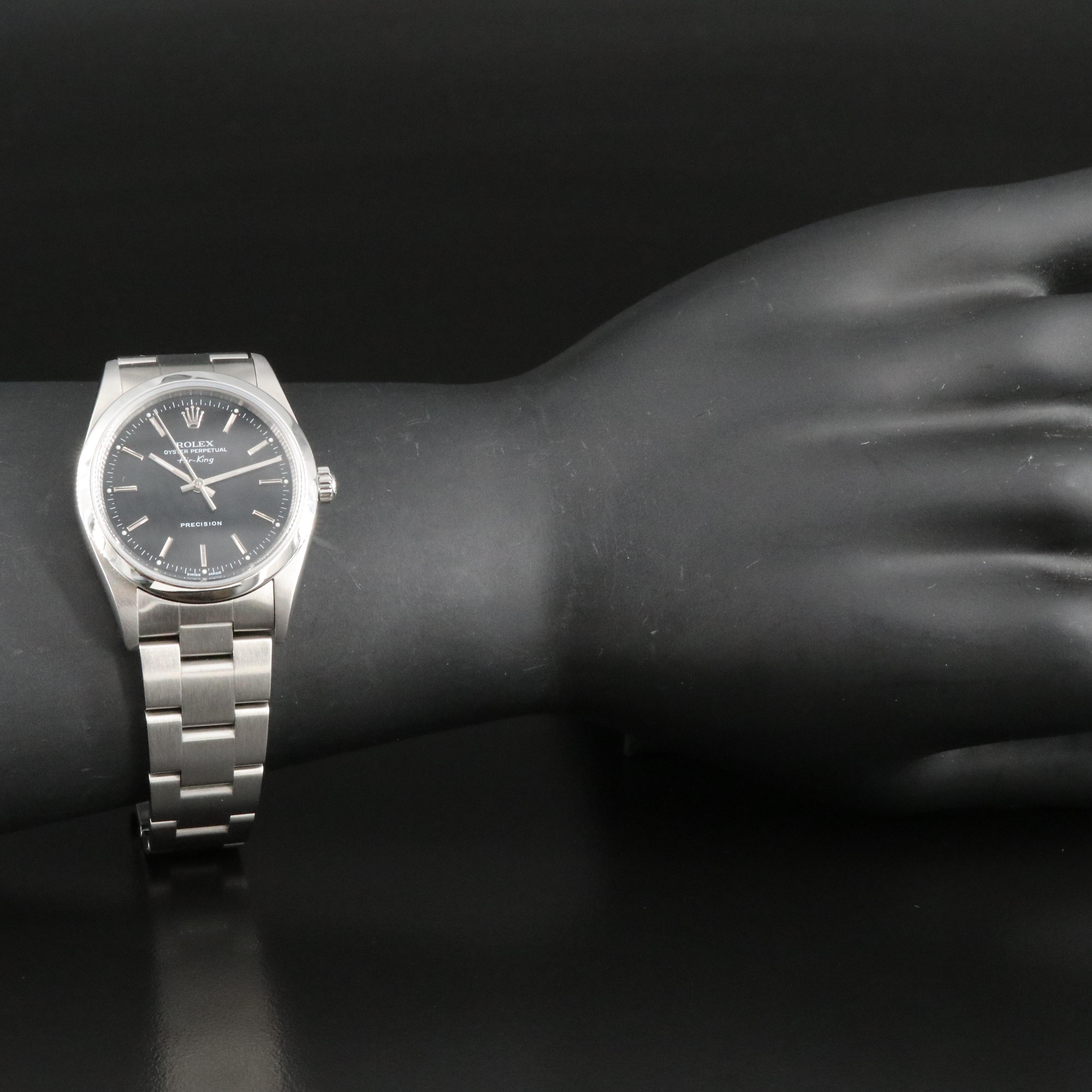 Rolex Air-King Steel Black Dial 34MM Automatic Watch