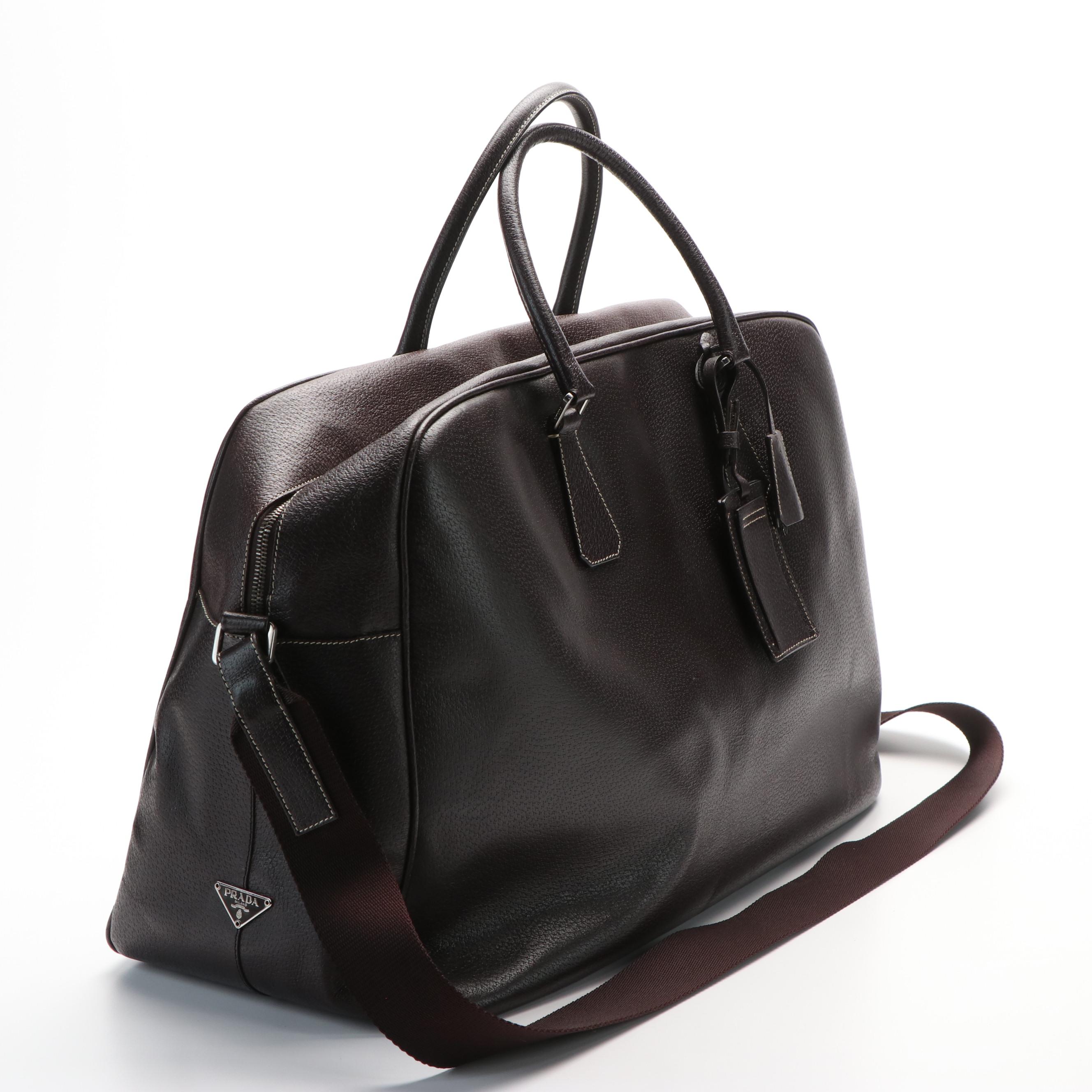 Prada Duffel Bag in Brown Leather