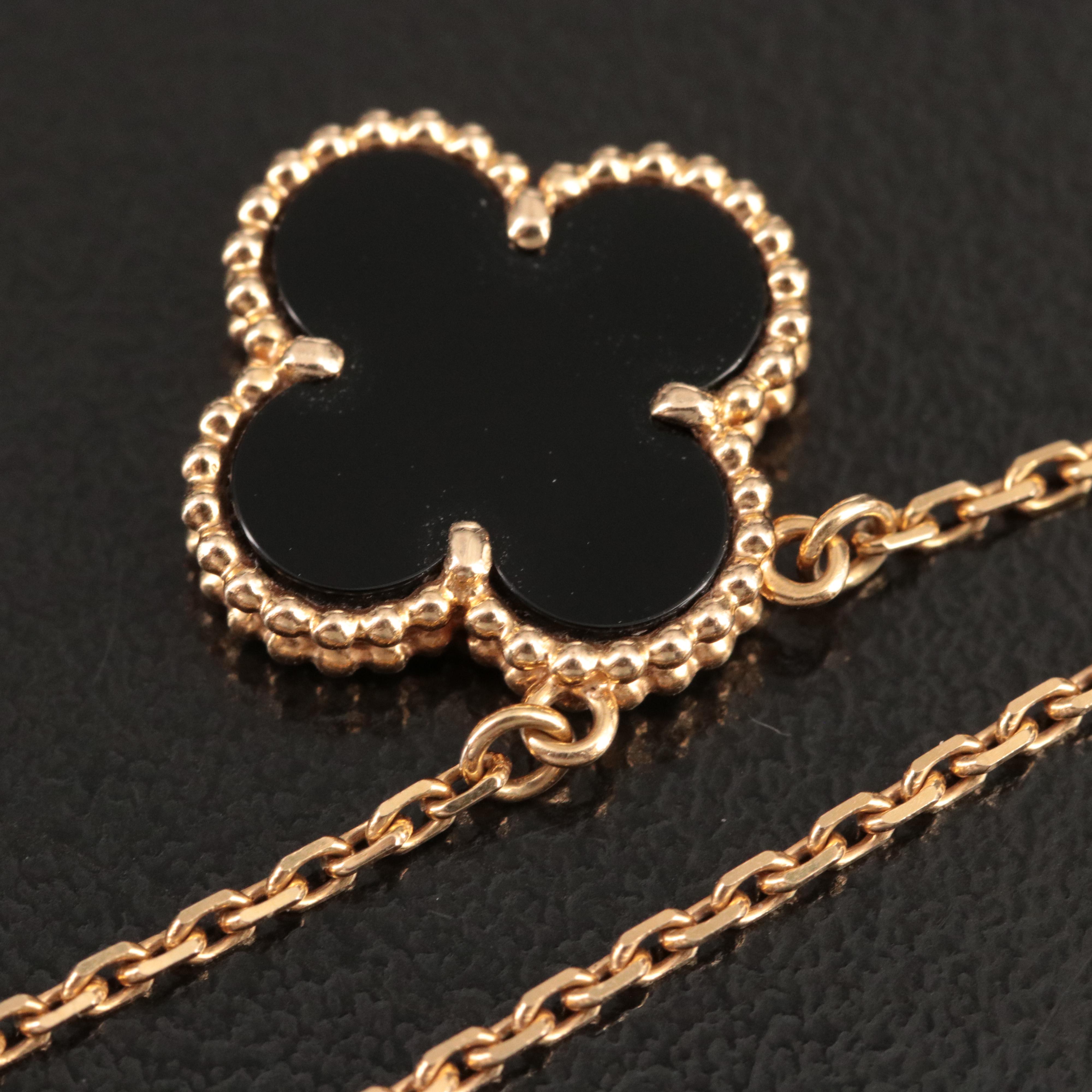 Van Cleef & Arpels "Vintage Alhambra" 18K Black Onyx Necklace
