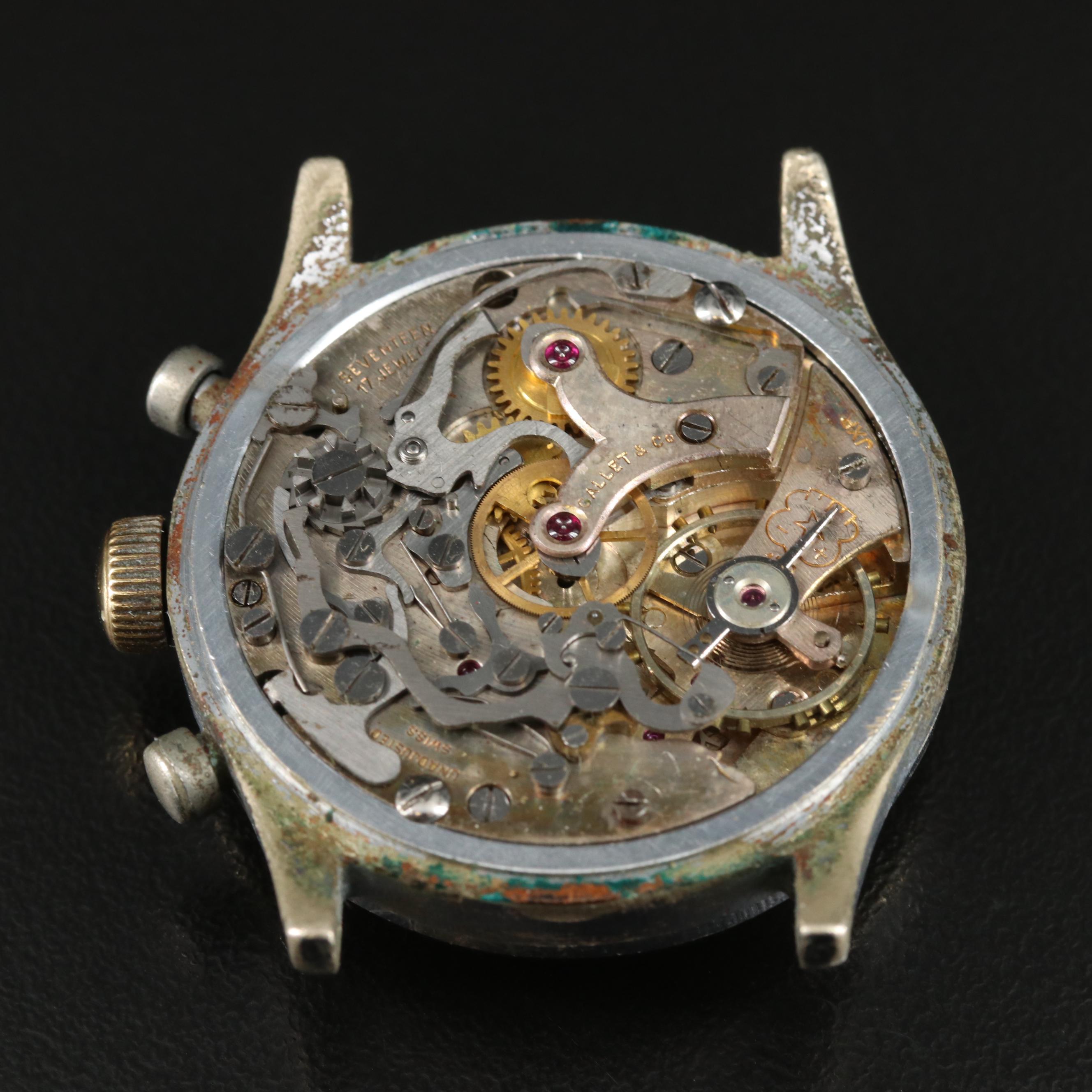 Vintage Gallet MultiChron Regulator Chronograph Watch