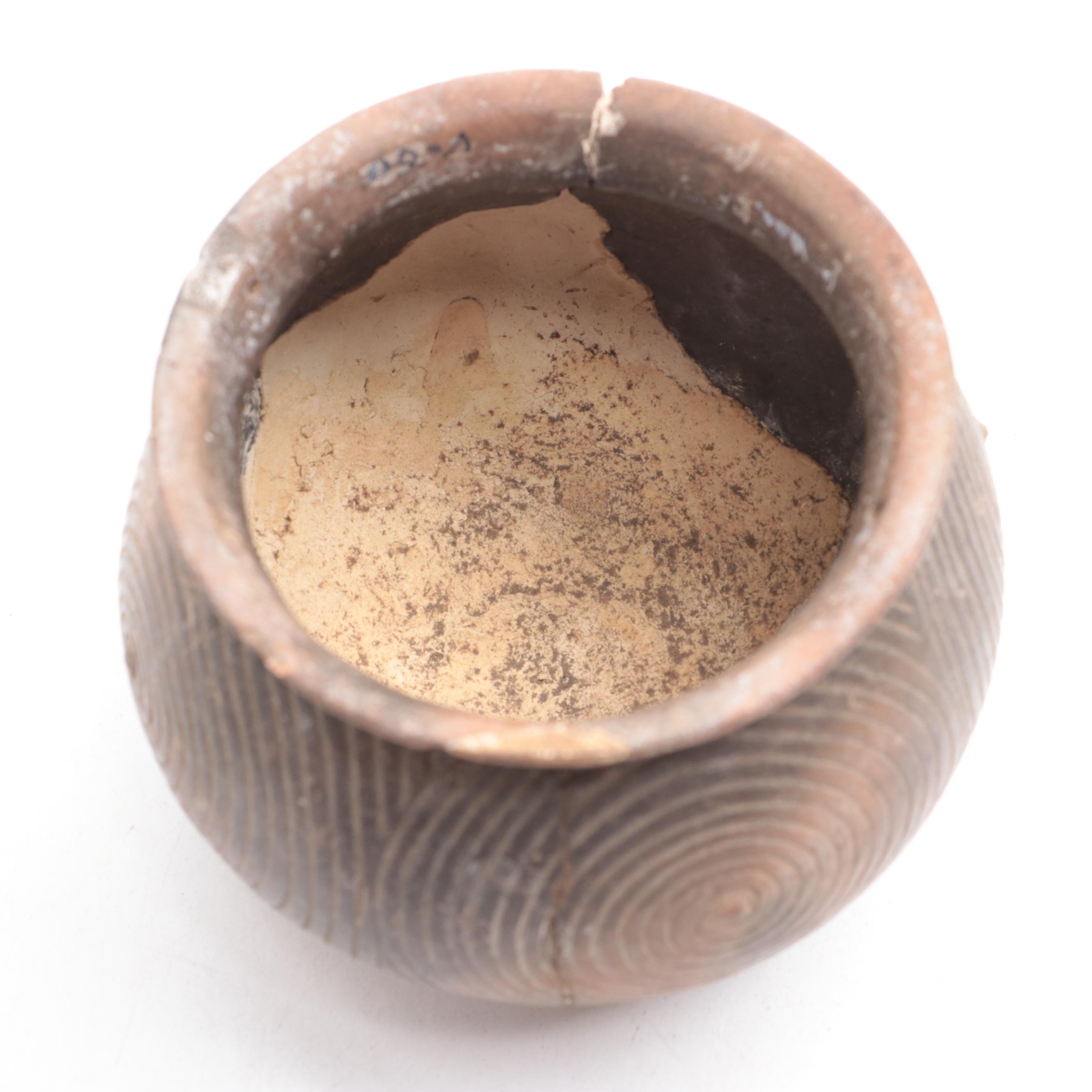 Caddo Type Spiral-Incised Pottery Bowl