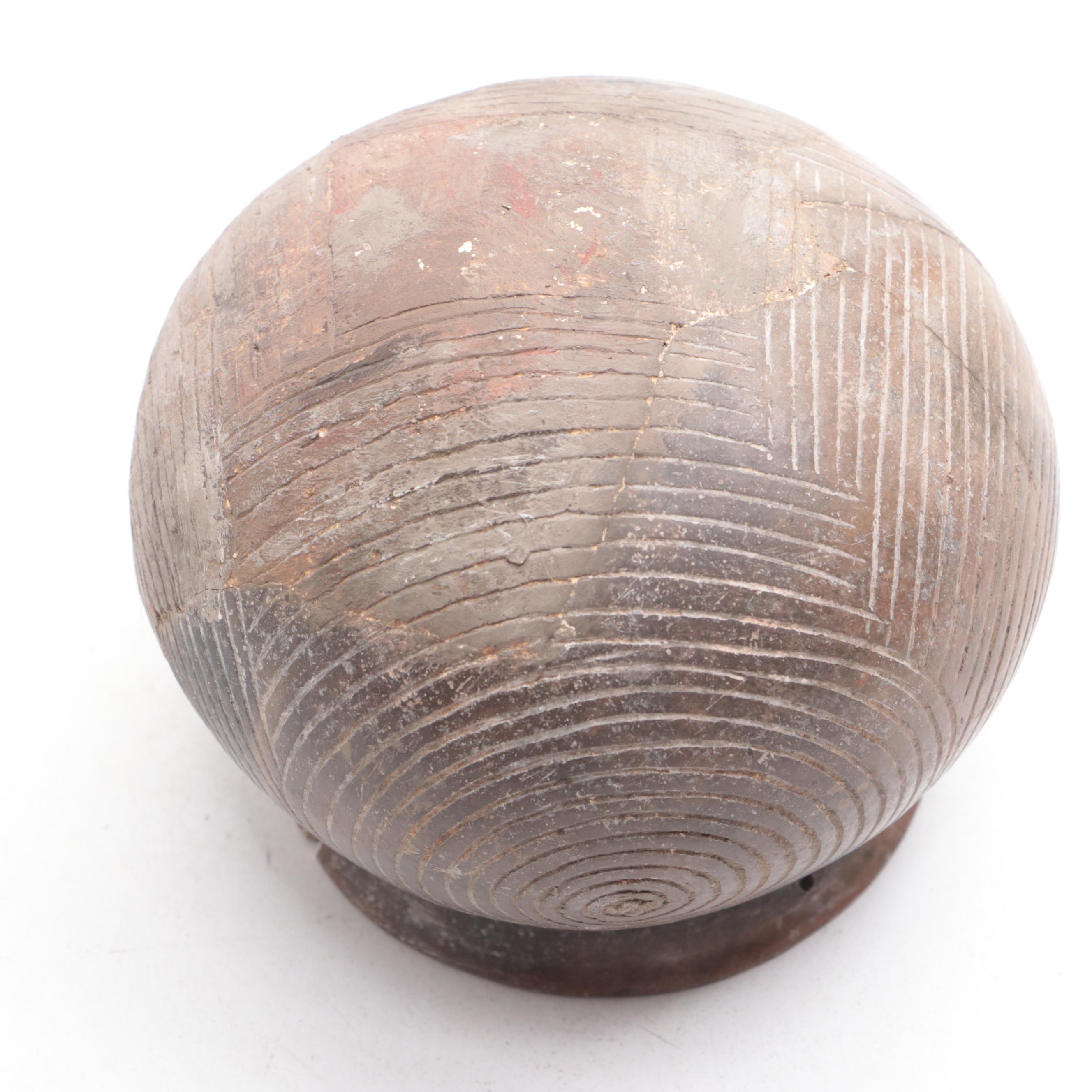 Caddo Type Spiral-Incised Pottery Bowl
