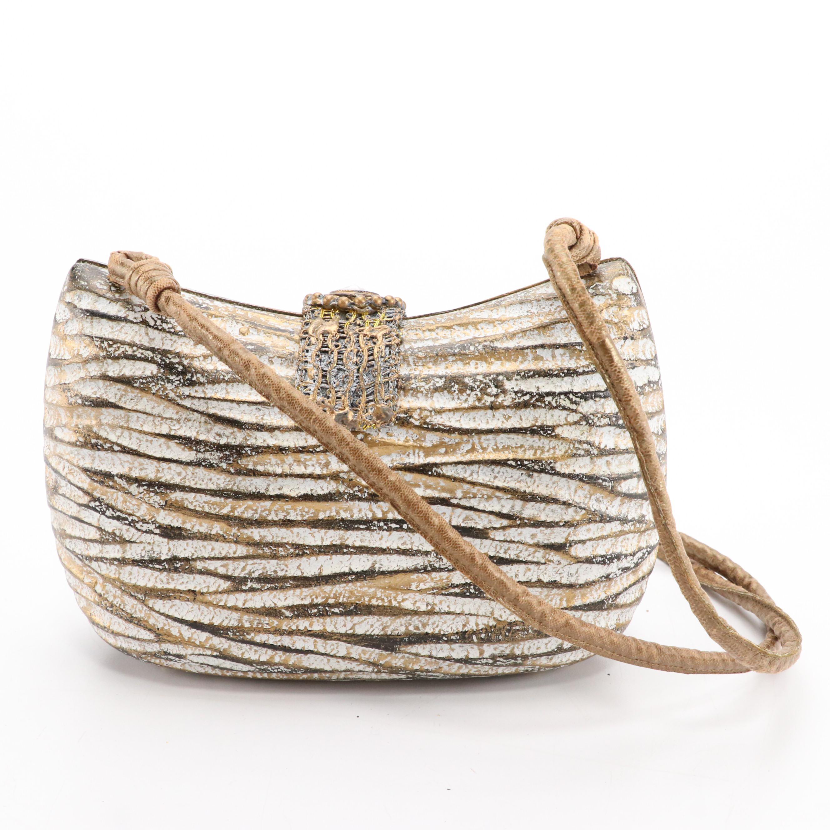 Timmy Woods Sculpted Hardshell and Rodo Woven Straw Convertible Crossbody Bags