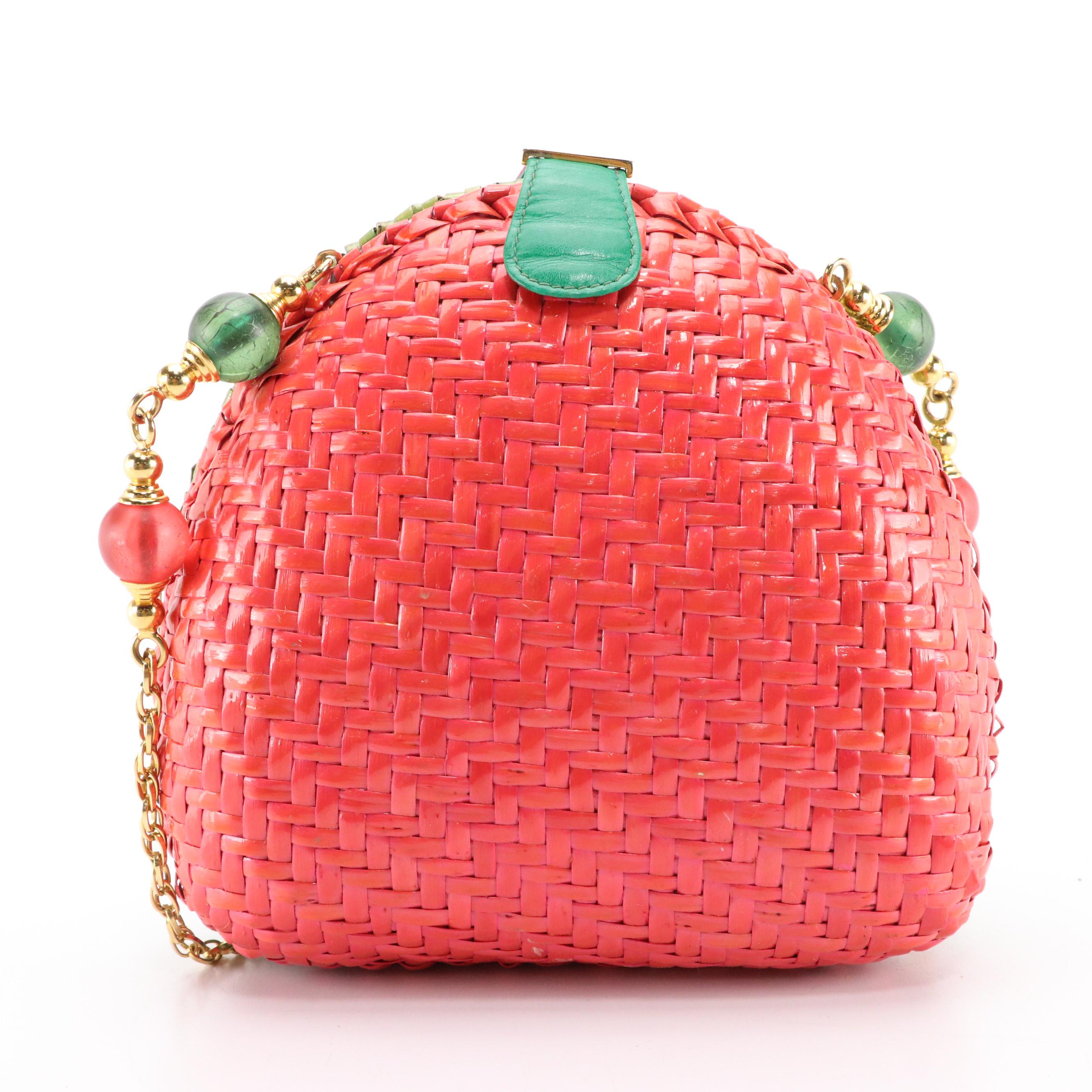 Timmy Woods Sculpted Hardshell and Rodo Woven Straw Convertible Crossbody Bags