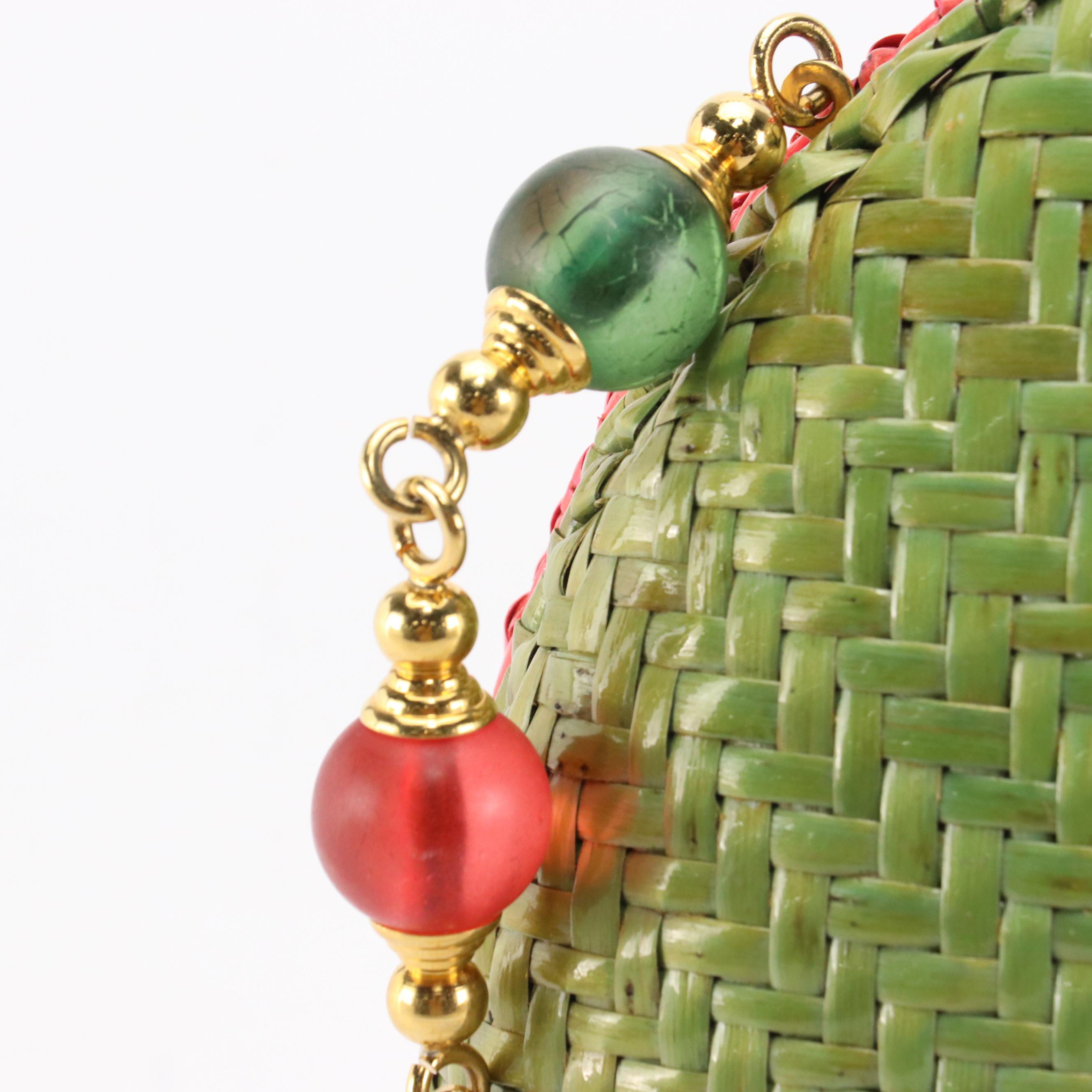 Timmy Woods Sculpted Hardshell and Rodo Woven Straw Convertible Crossbody Bags