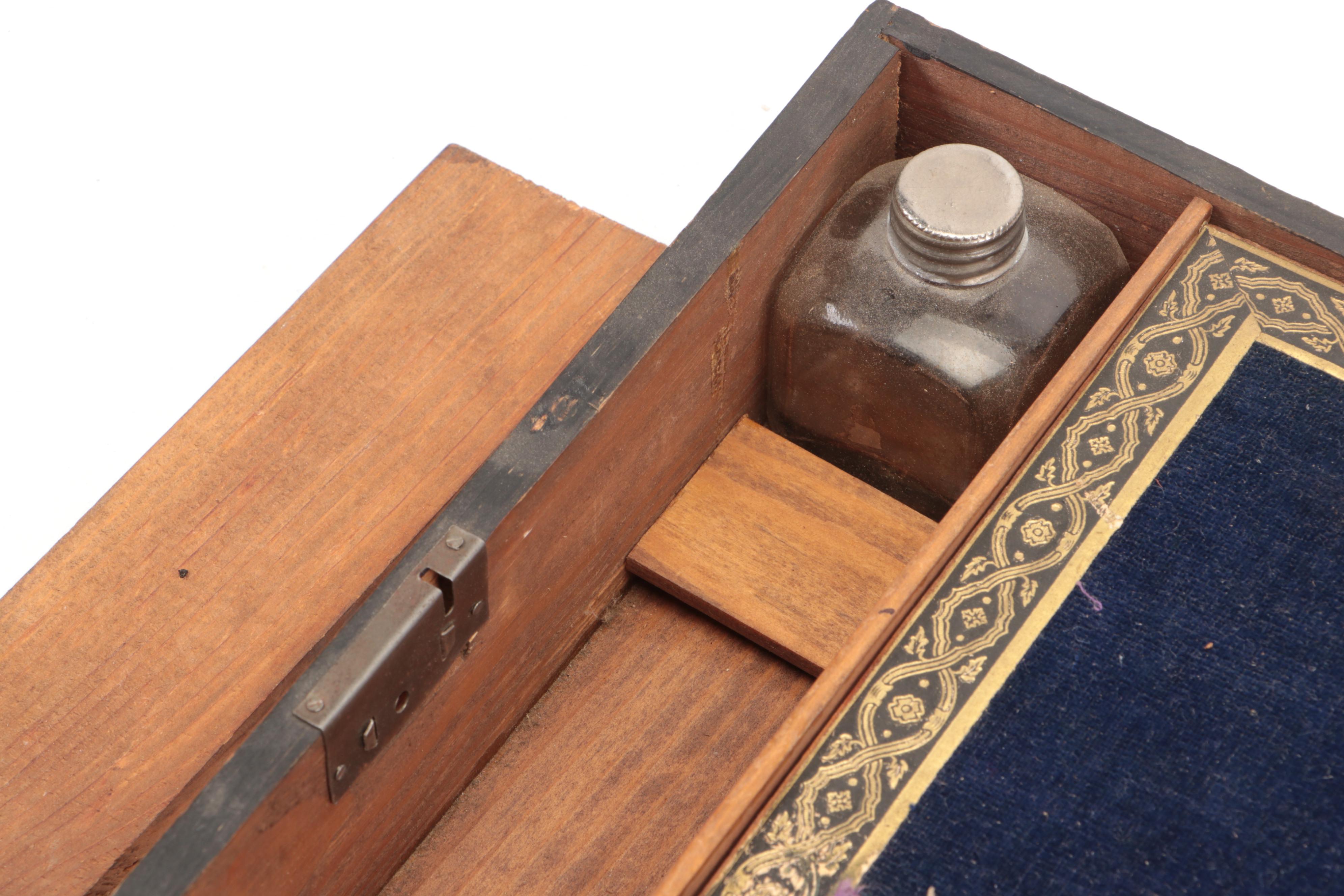 Victorian Lap Desk with Renaissance Style Printed Design on the Lid, 19th C