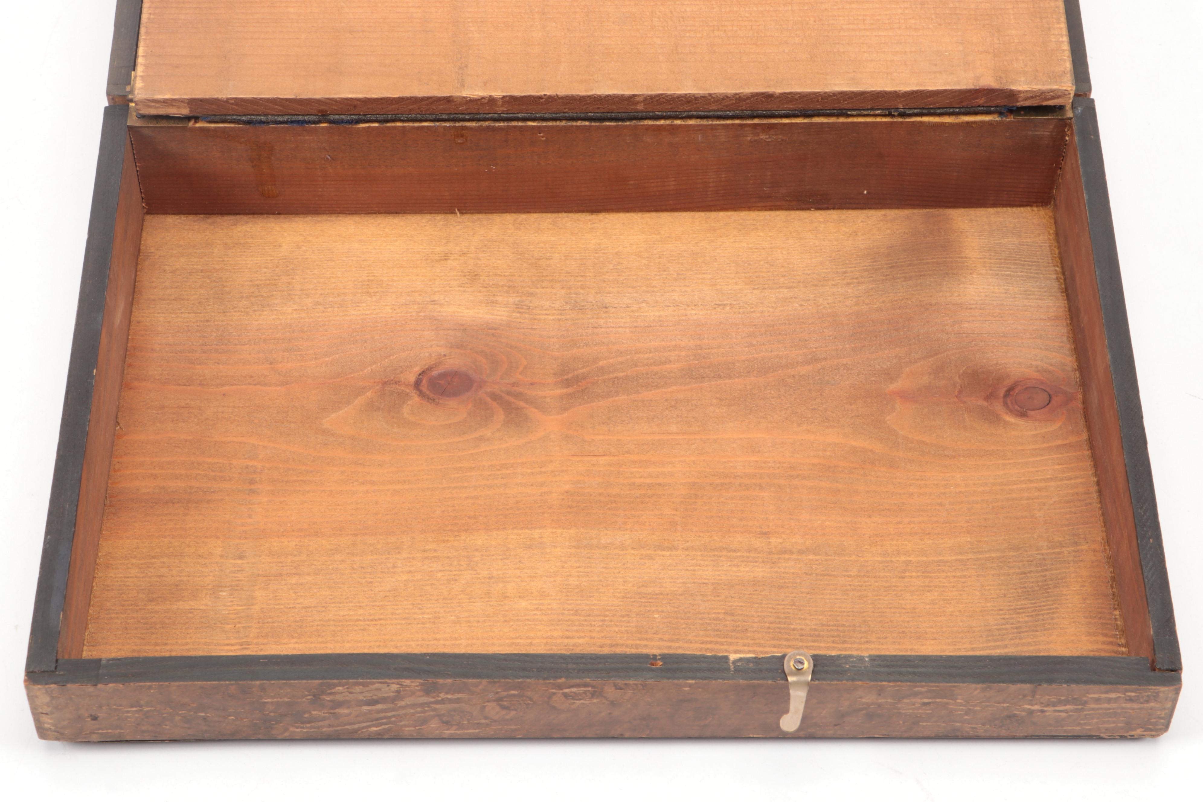 Victorian Lap Desk with Renaissance Style Printed Design on the Lid, 19th C