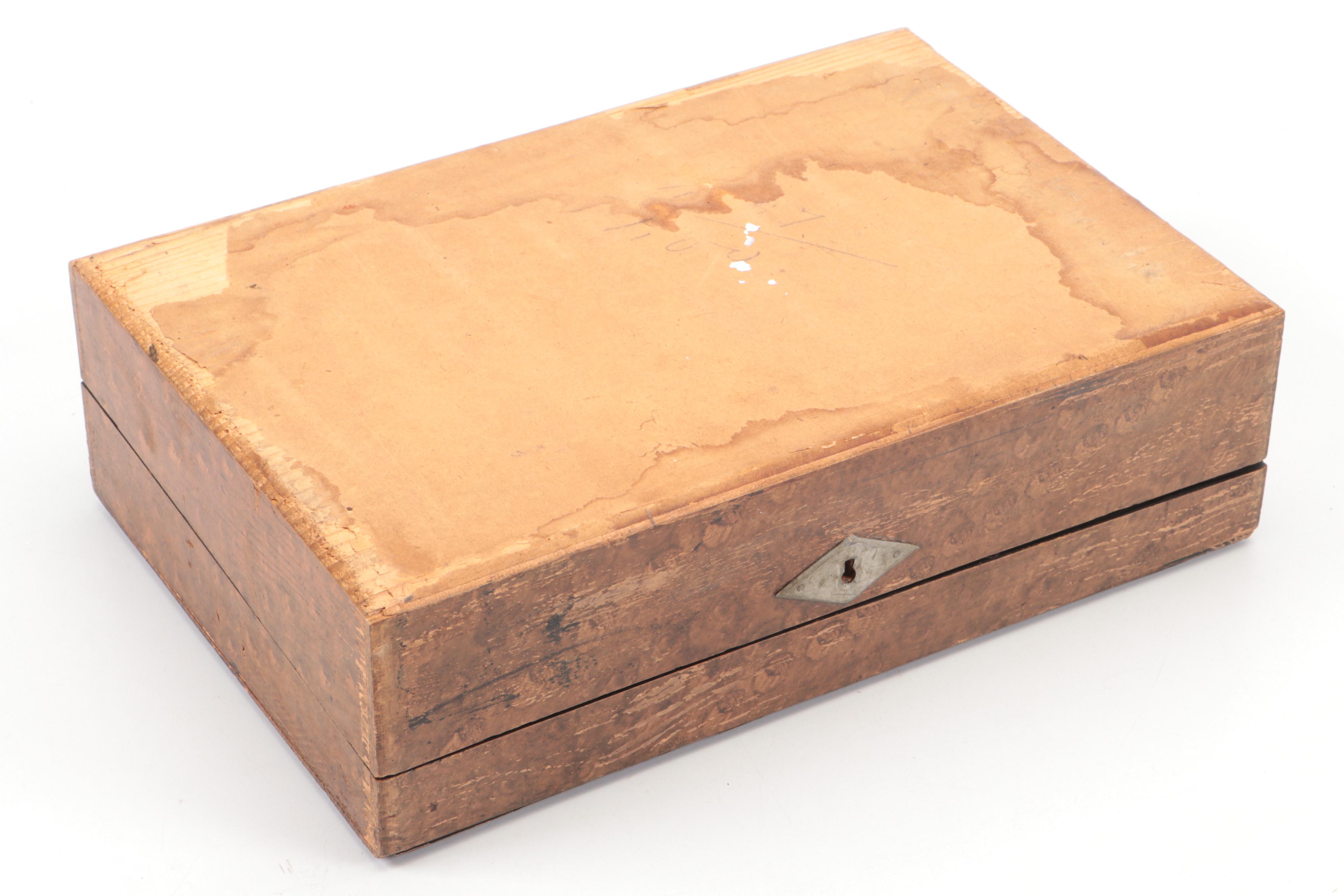 Victorian Lap Desk with Renaissance Style Printed Design on the Lid, 19th C