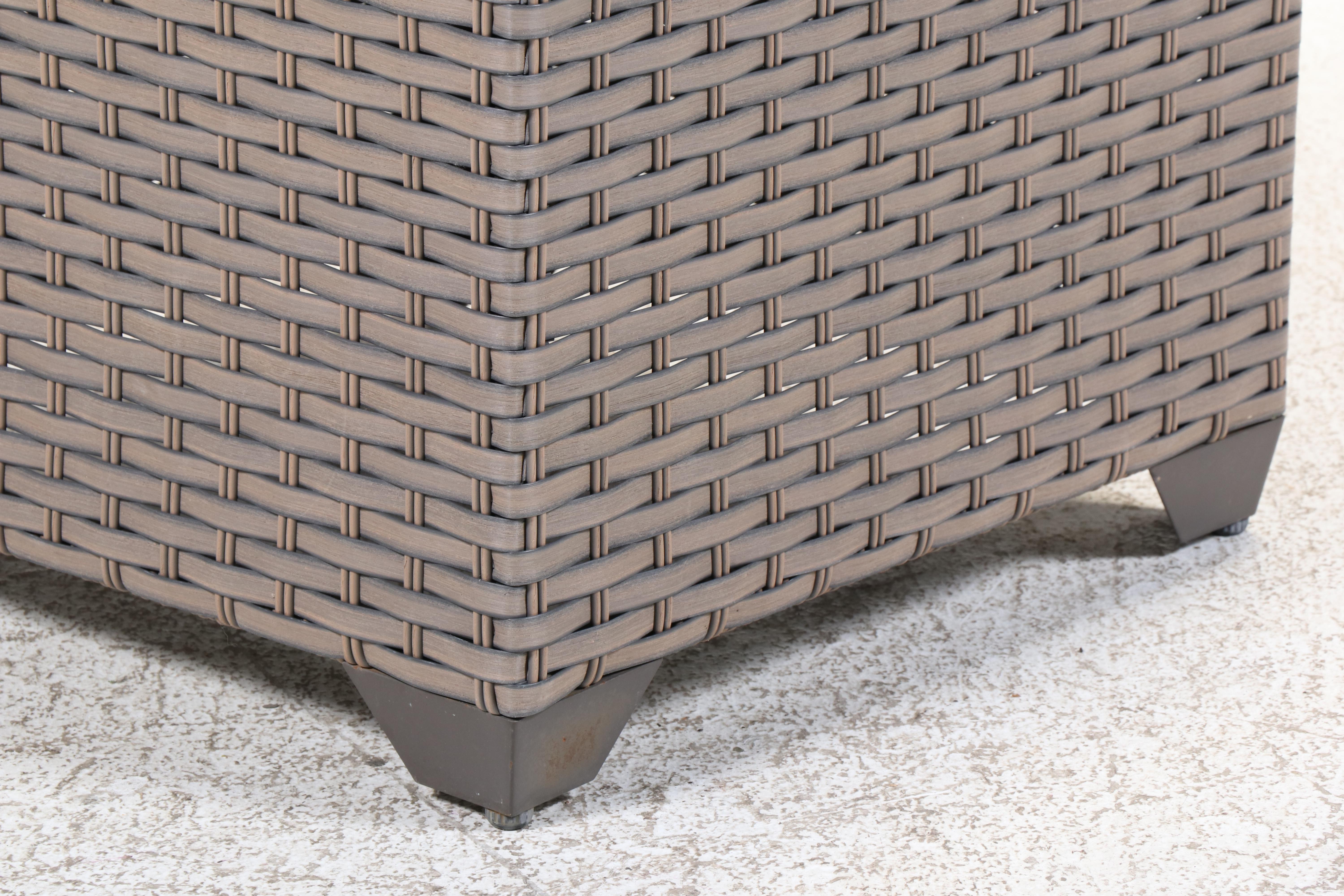 Three Contemporary Resin Wicker Accent Tables