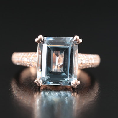 14K Rose Gold Spinel and Diamond Ring