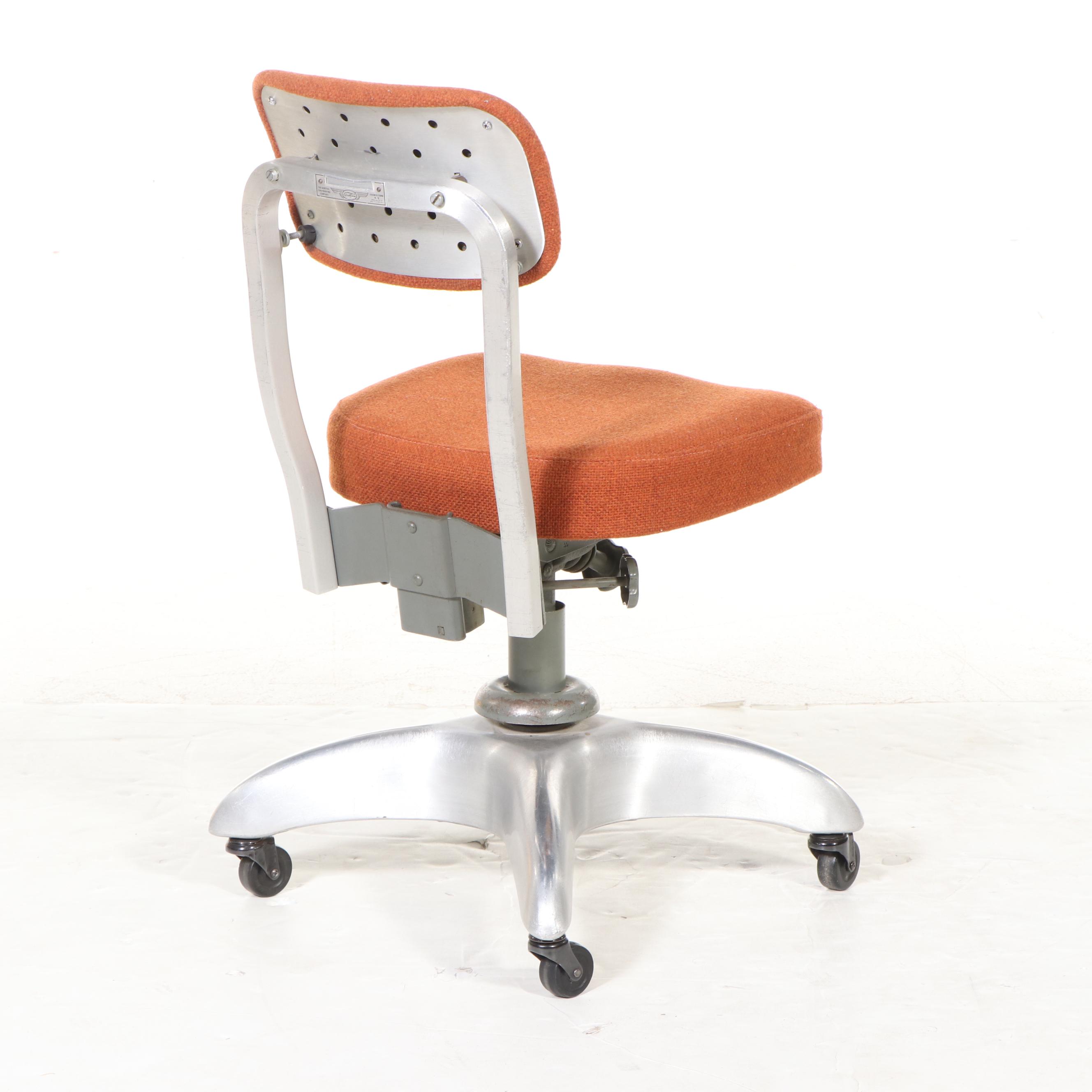 The General Fireproofing Co. Mid Century Modern Upholstered Metal Typist's Chair