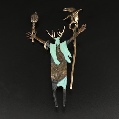 Bill Worrell Figural Brooch with Patinaed Bronze