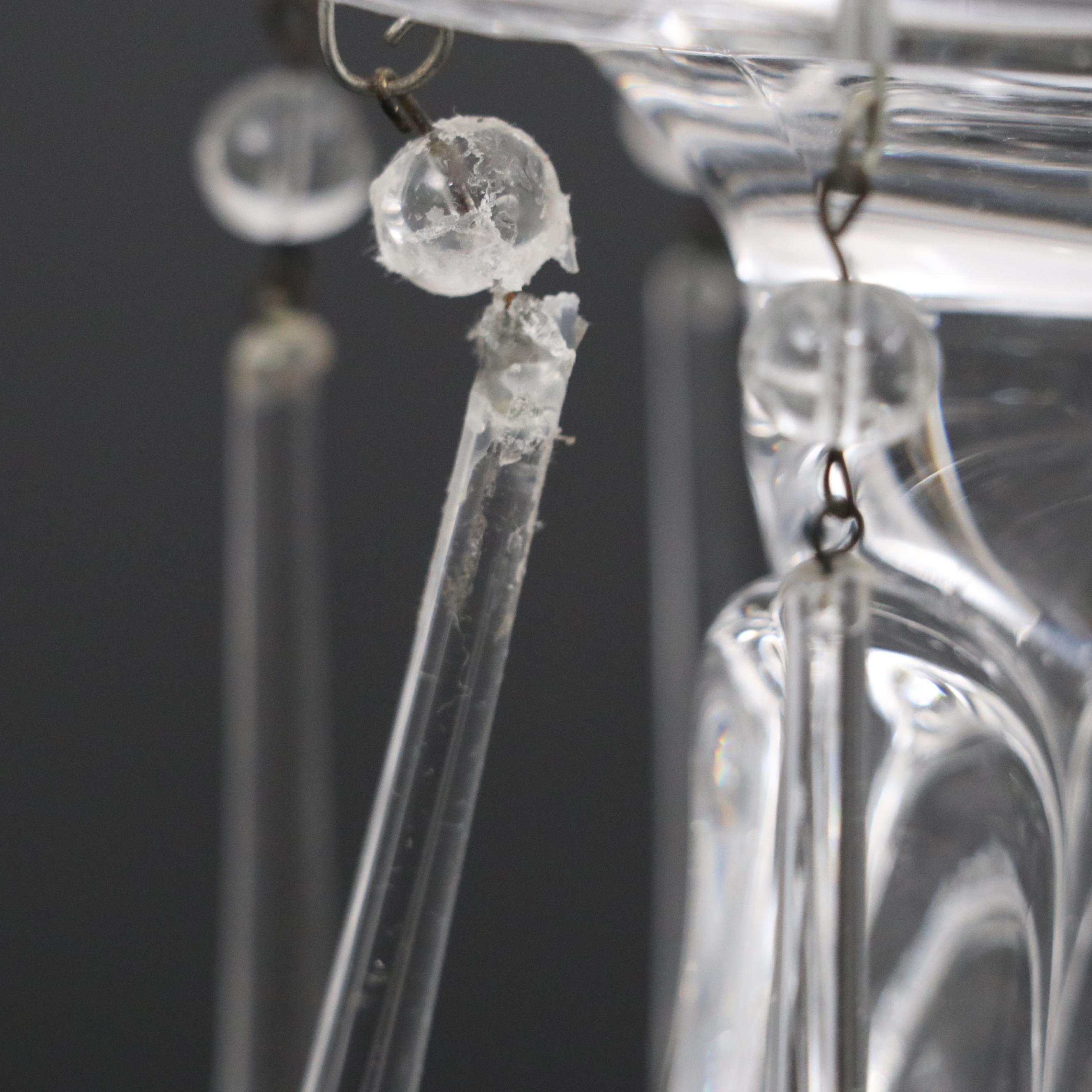 Pair of Fostoria Glass Candlesticks with Prisms, Early to Mid-20th Century