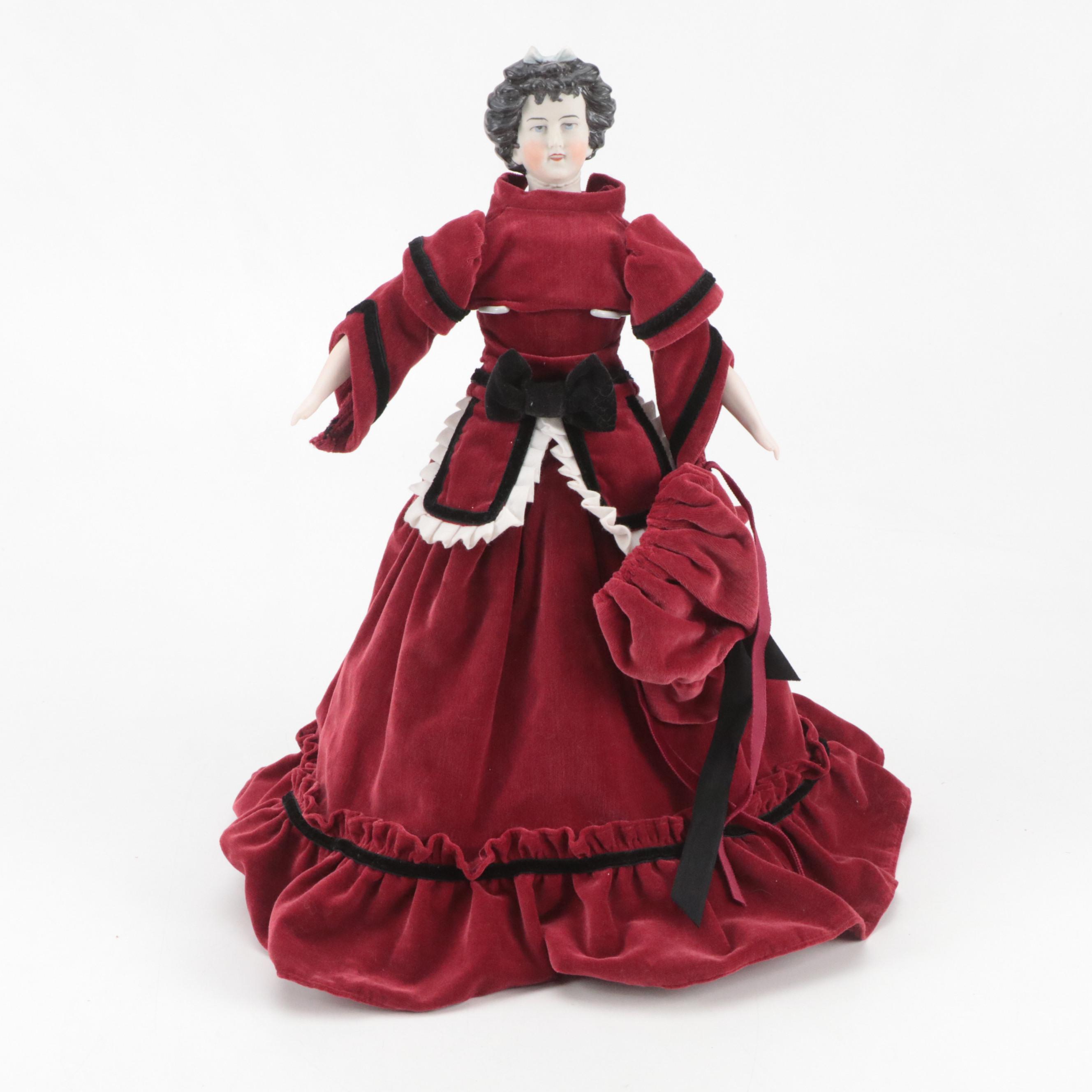 Limbach Irish Queen with Other German Blonde Molded Fancy Hair Parian Dolls