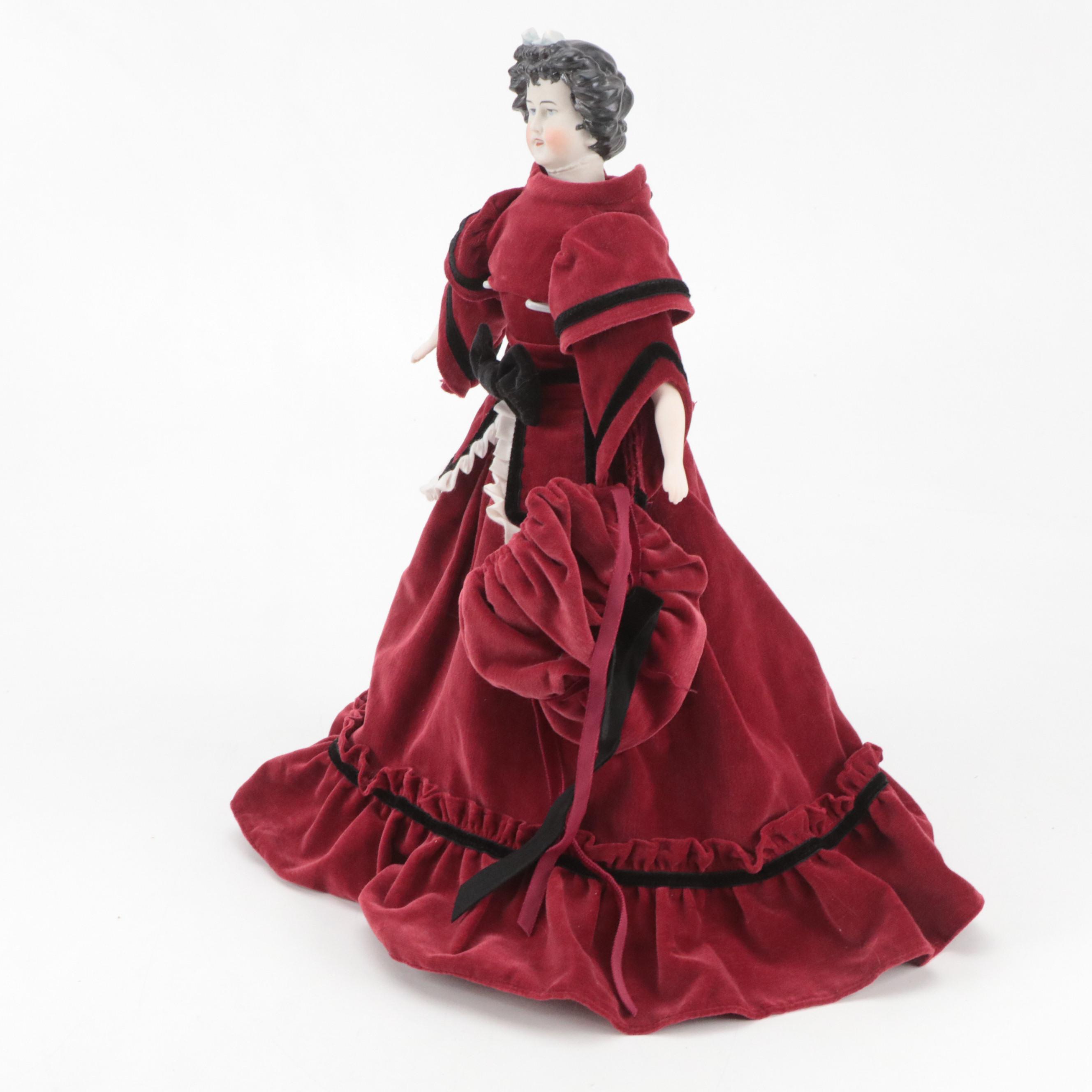 Limbach Irish Queen with Other German Blonde Molded Fancy Hair Parian Dolls