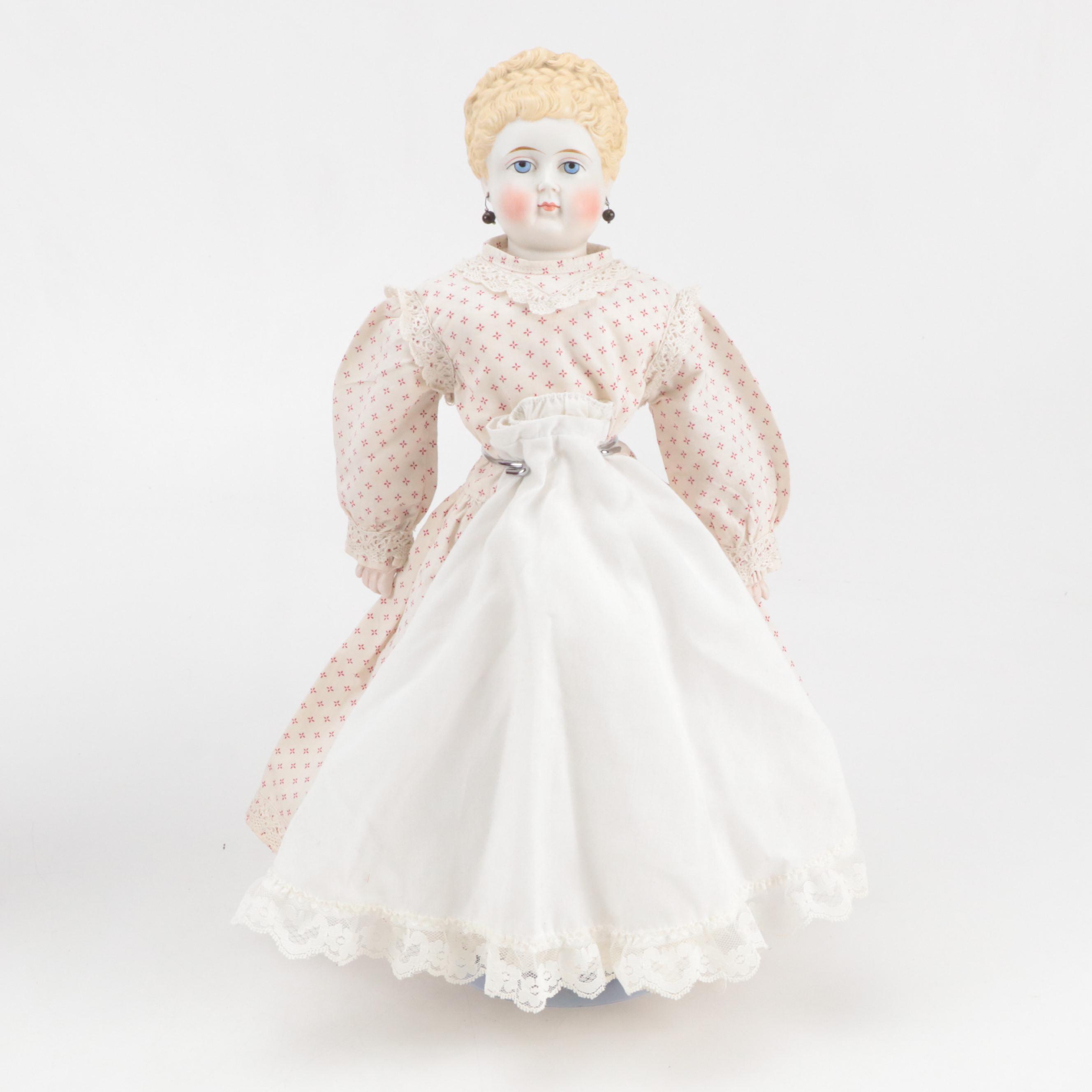 Limbach Irish Queen with Other German Blonde Molded Fancy Hair Parian Dolls