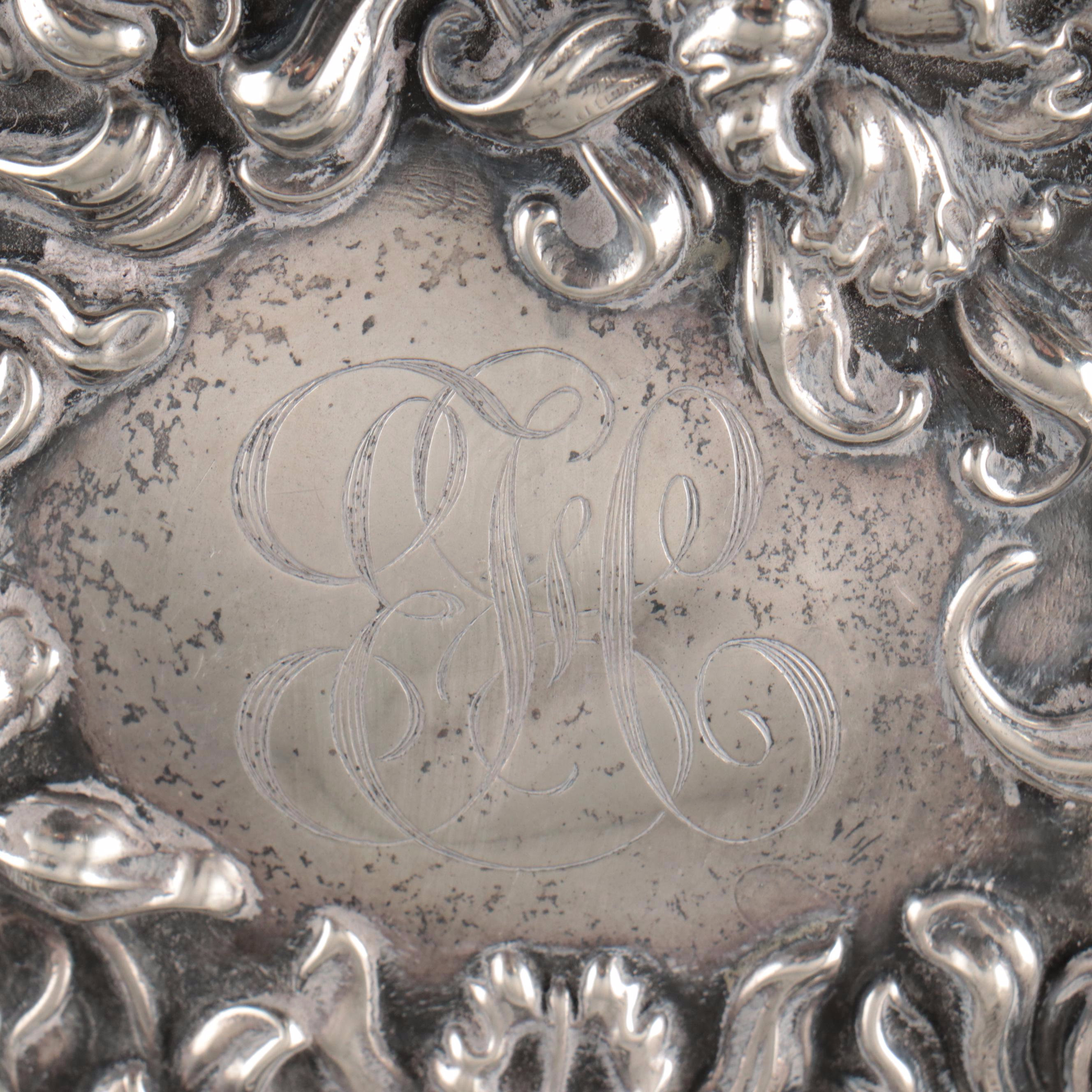 Art Nouveau Style Sterling Silver Handheld Mirror