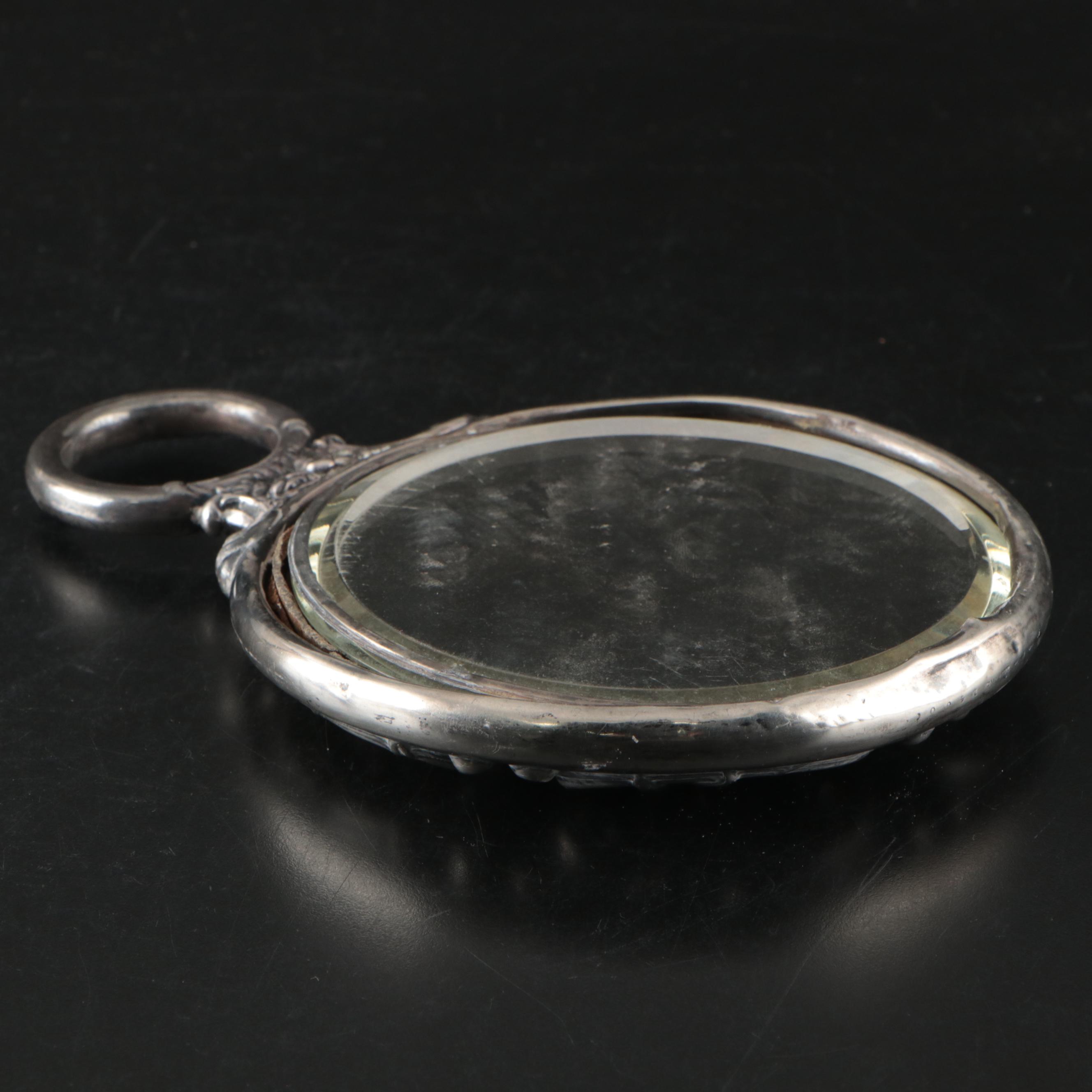 Art Nouveau Style Sterling Silver Handheld Mirror