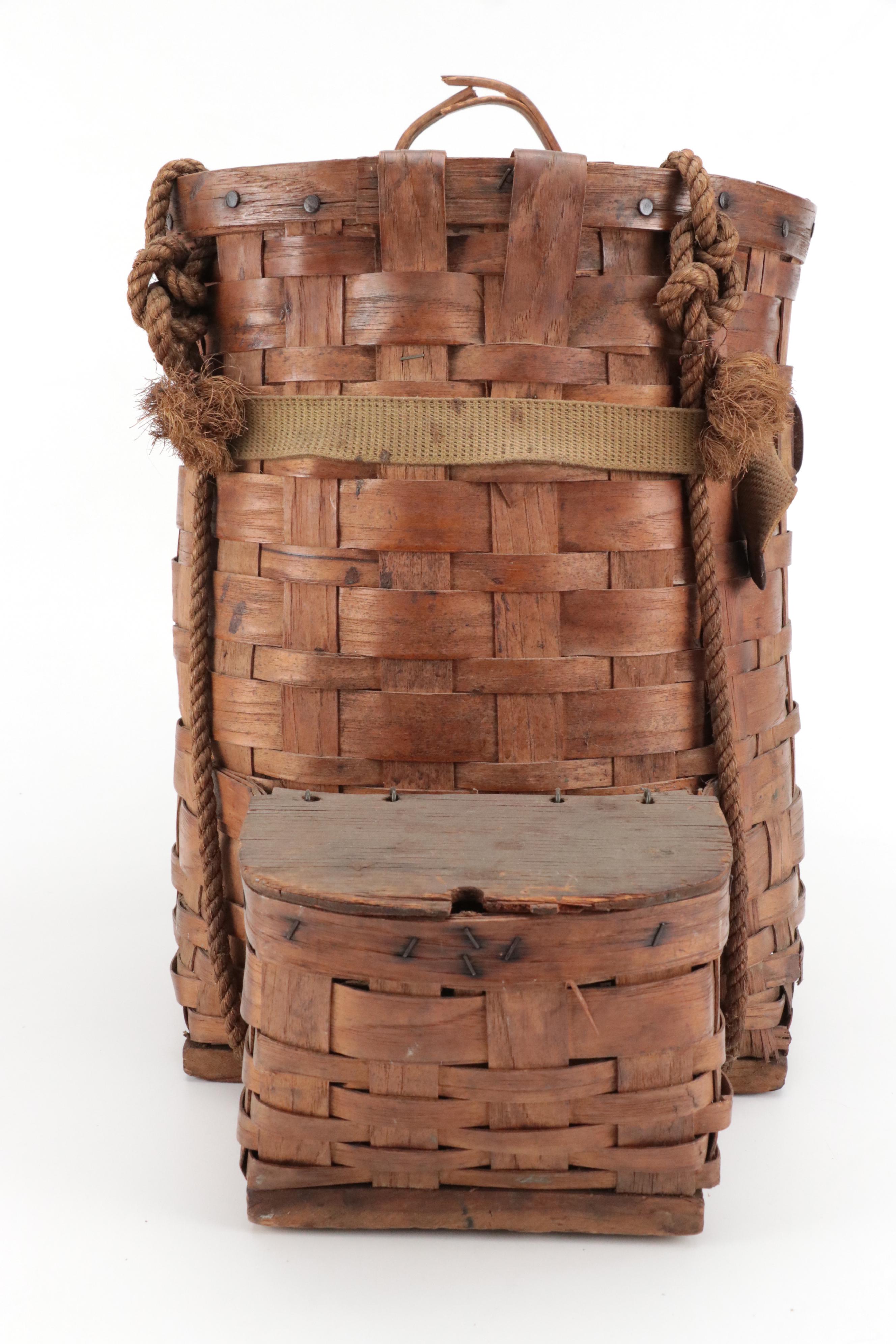 Adirondack Trappers Woven Wood Backpack Basket