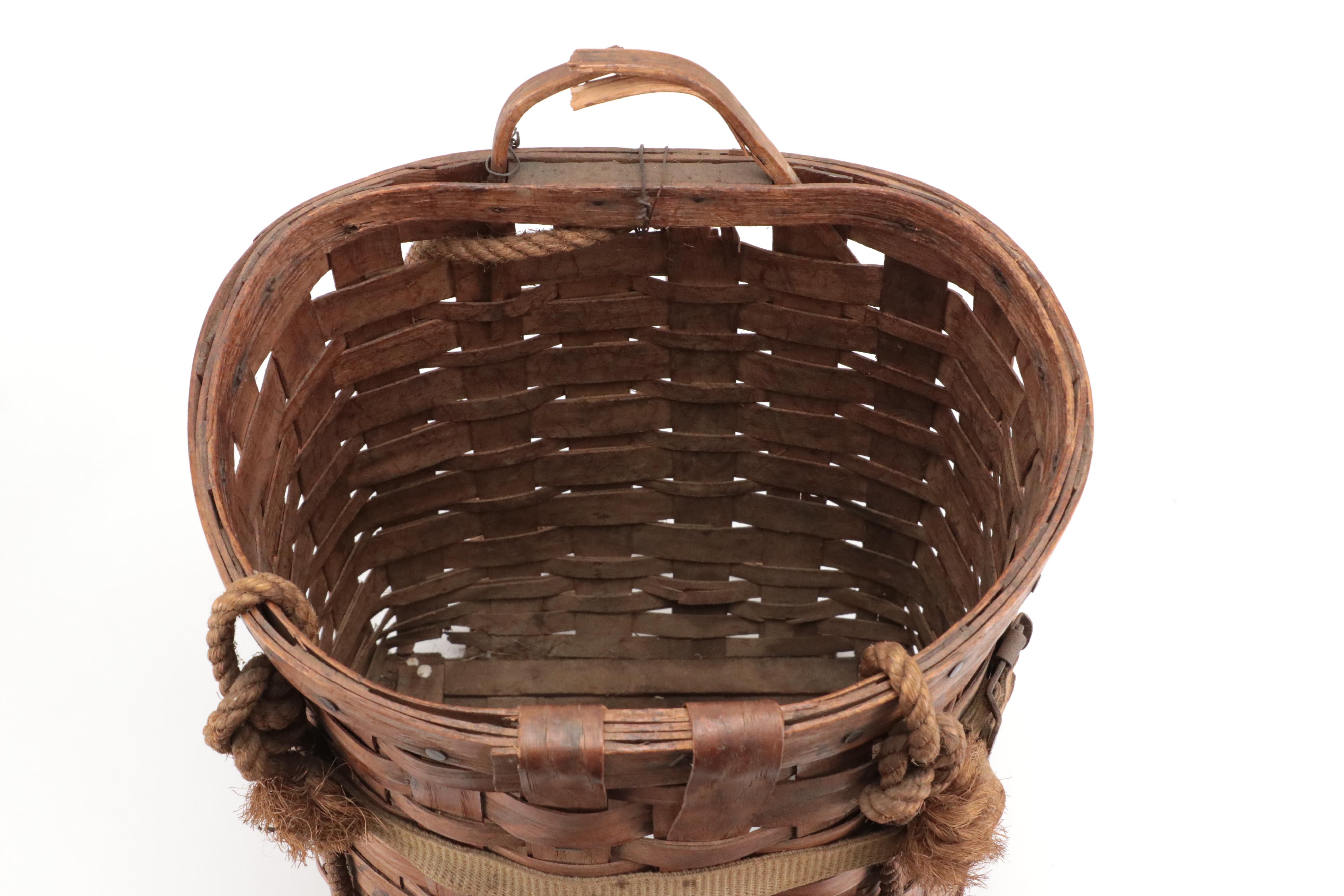 Adirondack Trappers Woven Wood Backpack Basket