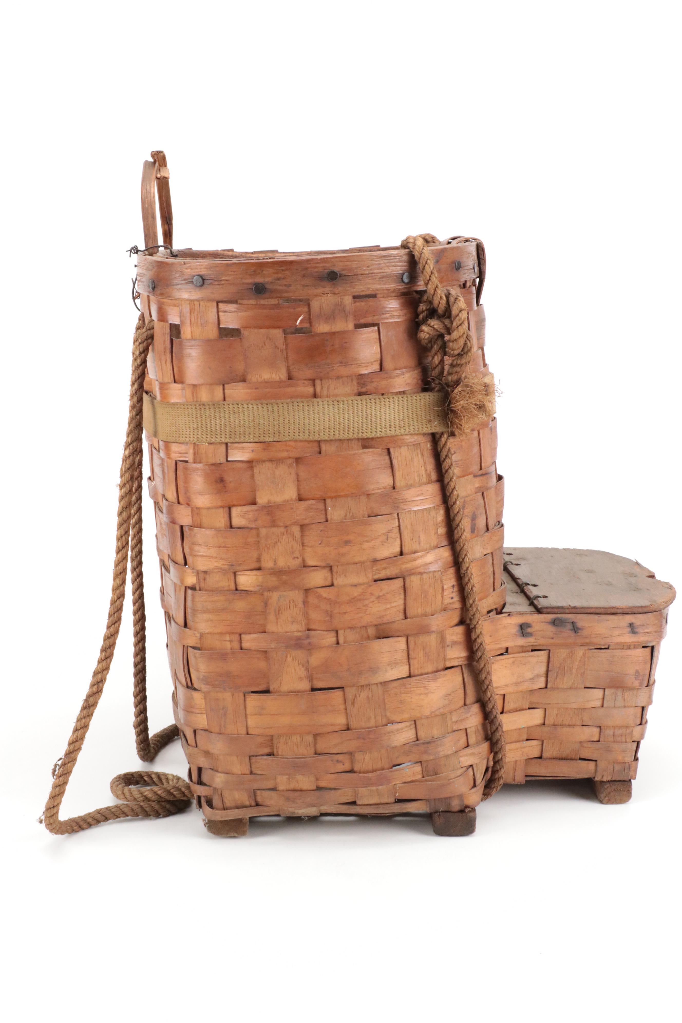 Adirondack Trappers Woven Wood Backpack Basket