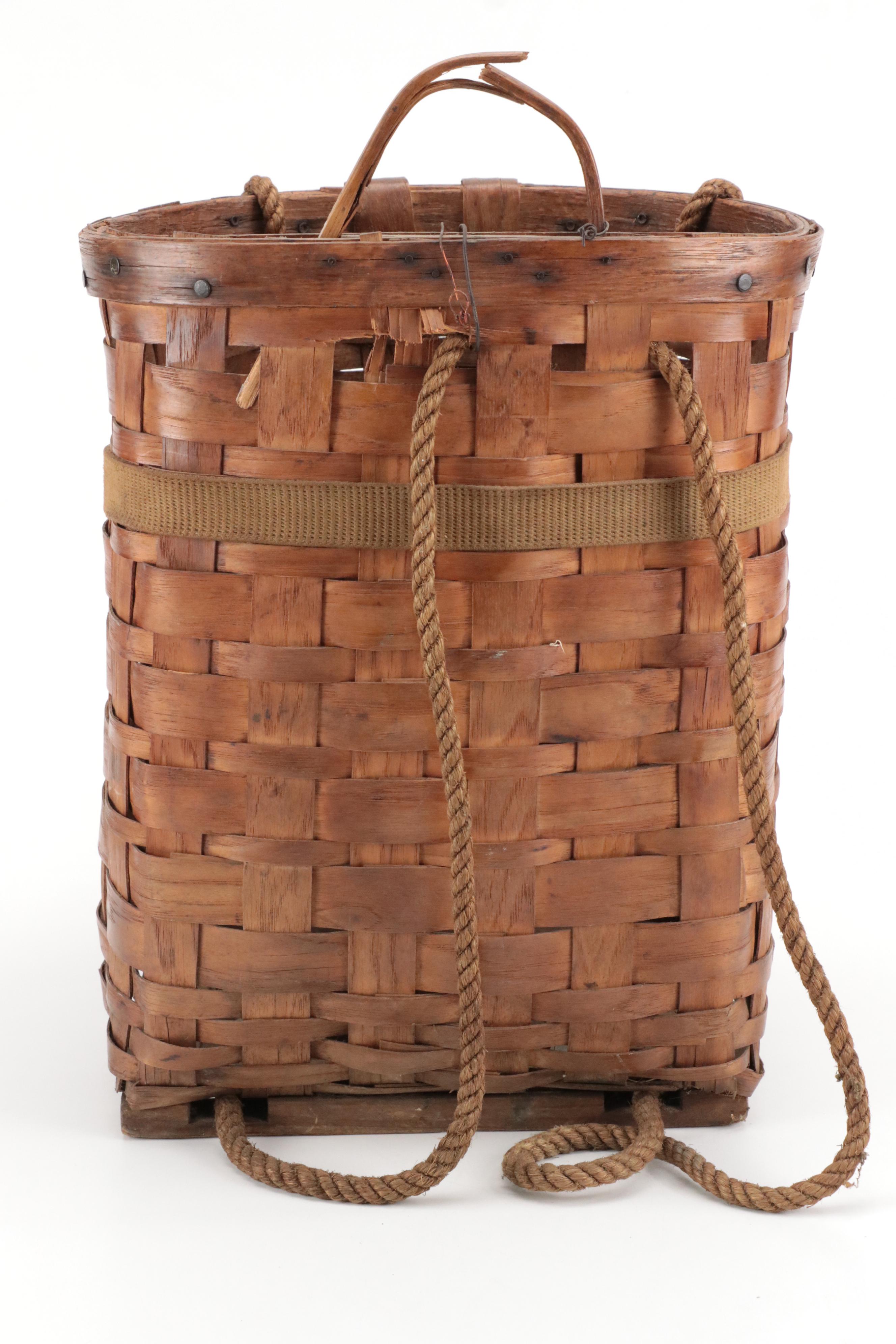 Adirondack Trappers Woven Wood Backpack Basket