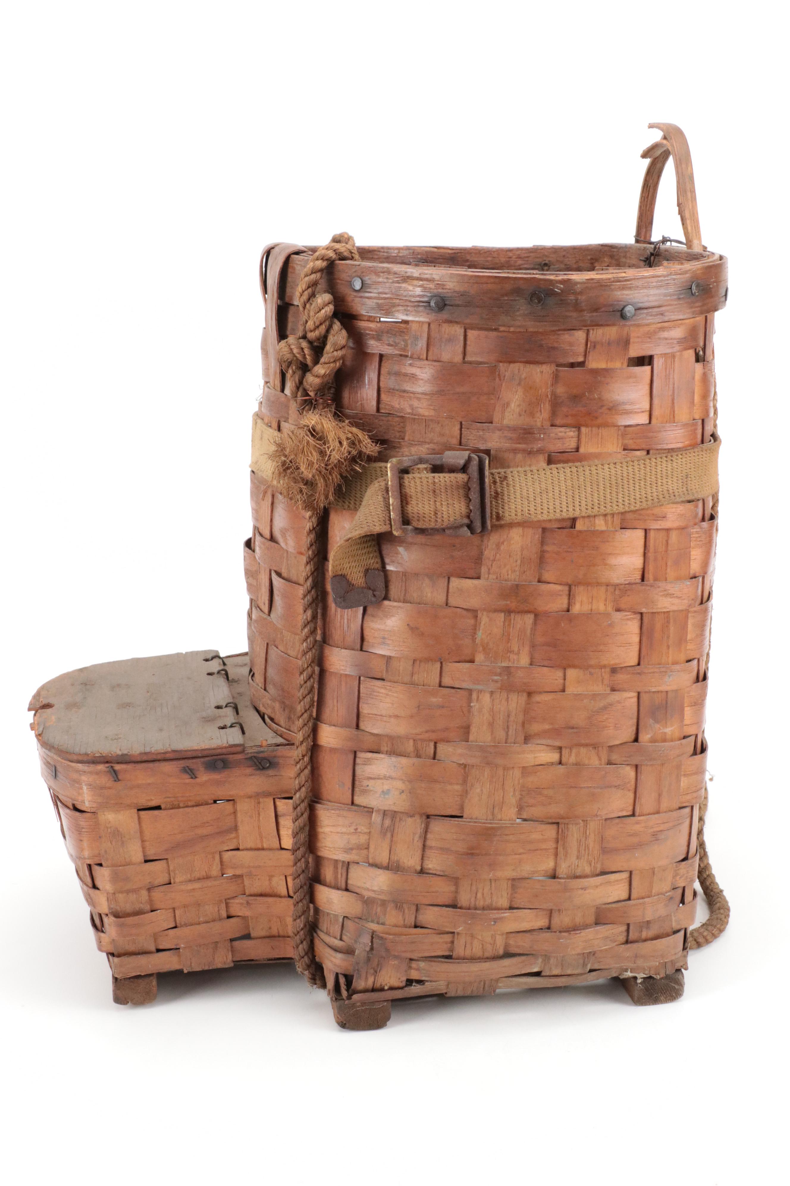 Adirondack Trappers Woven Wood Backpack Basket
