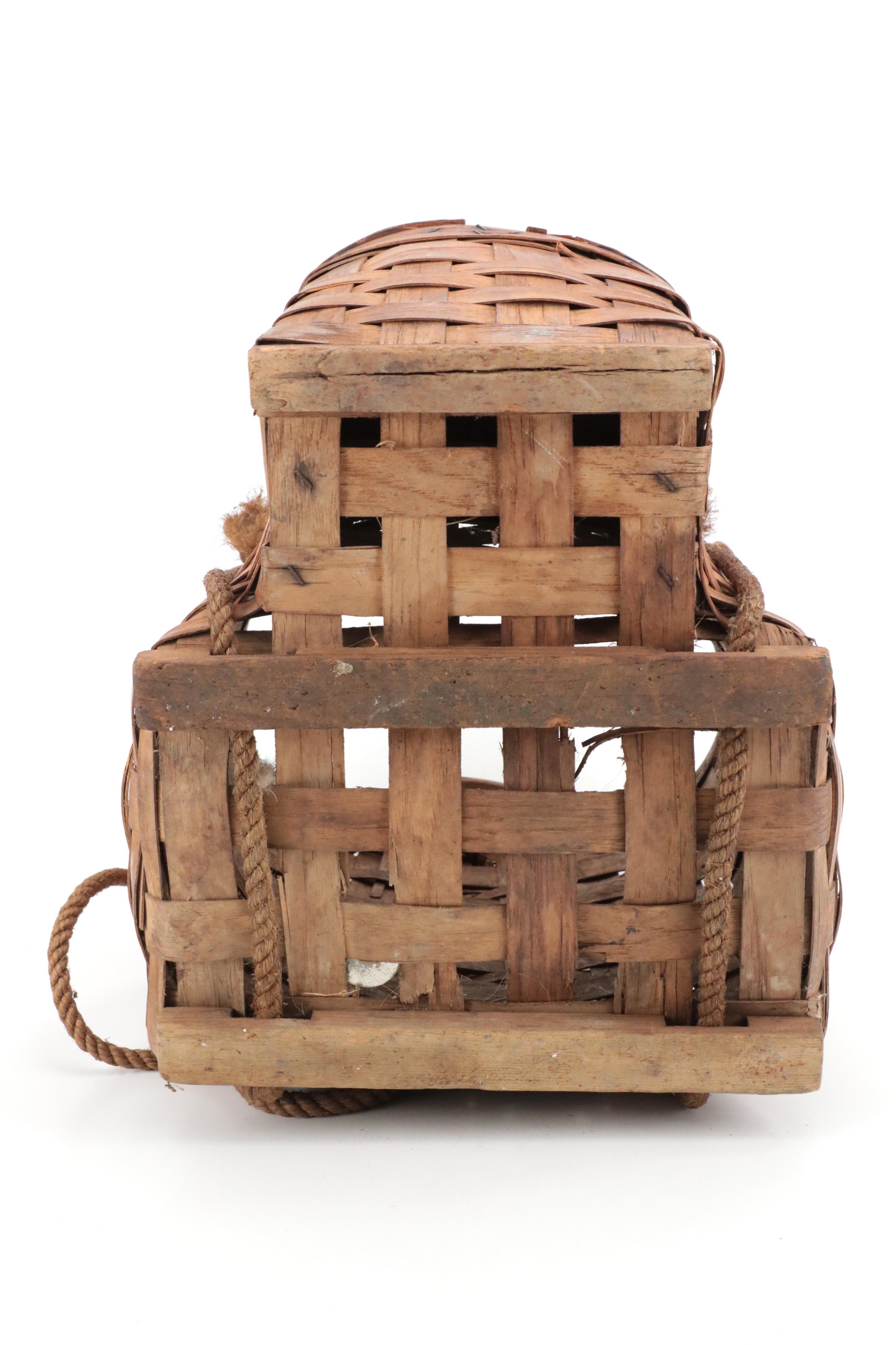 Adirondack Trappers Woven Wood Backpack Basket