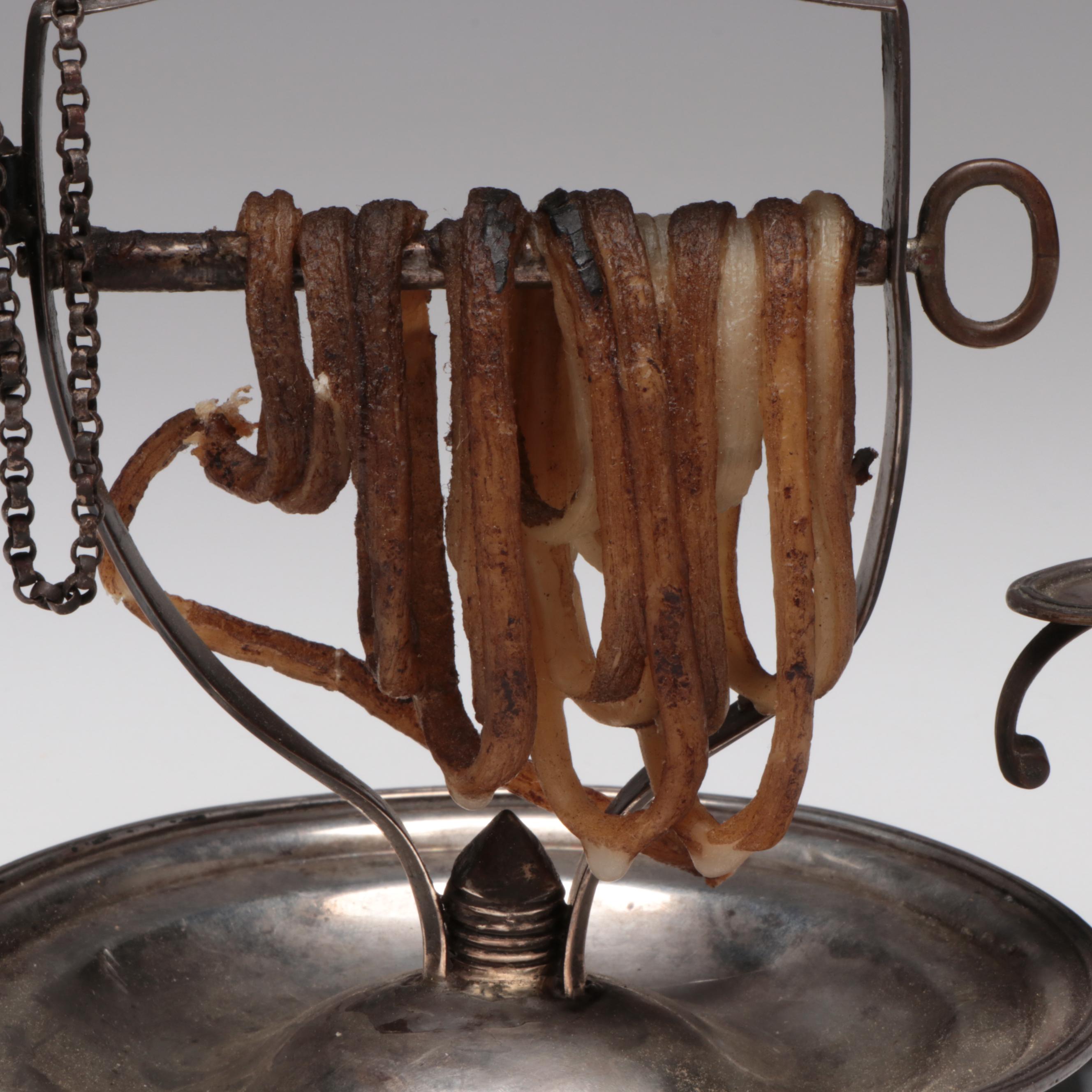 English Wax Jack with Henry Green Sterling Silver Components, 18th Century