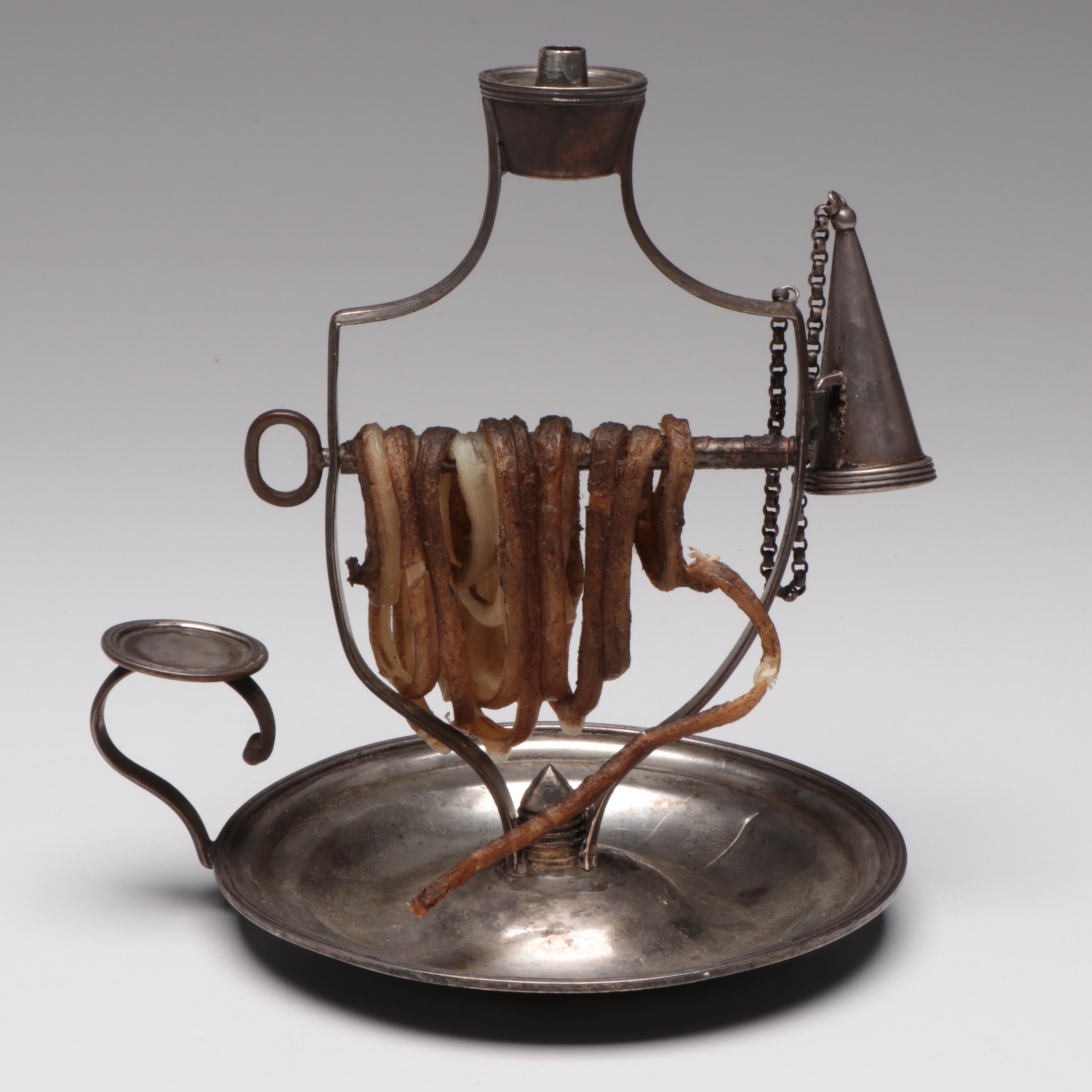 English Wax Jack with Henry Green Sterling Silver Components, 18th Century