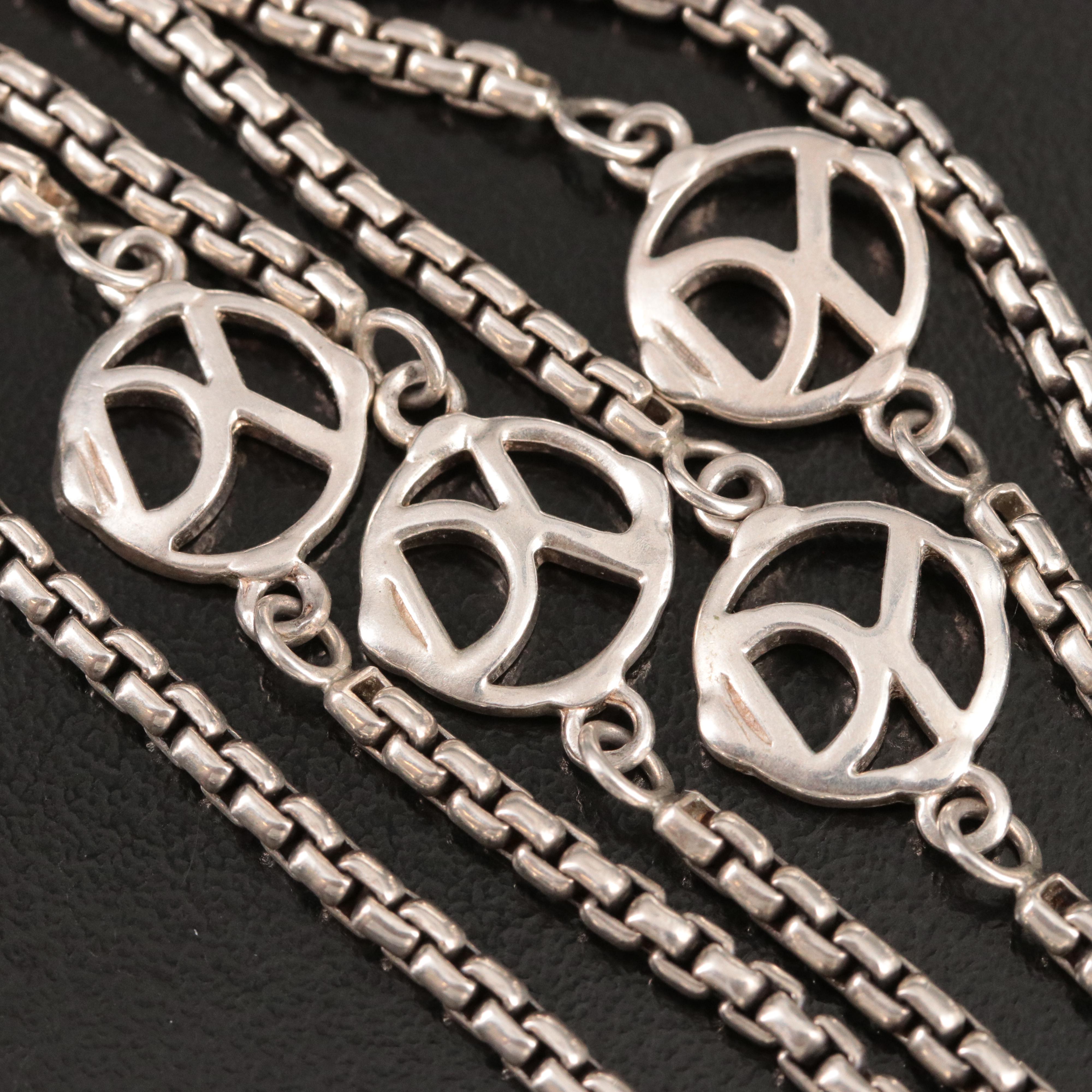 David Yurman Sterling DY Logo Long Station Necklace