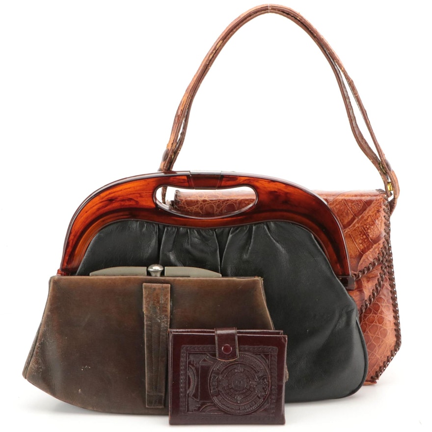 1930s Jemco Leather Clutch, 1950s Cuban Caiman Alligator Bag, and More