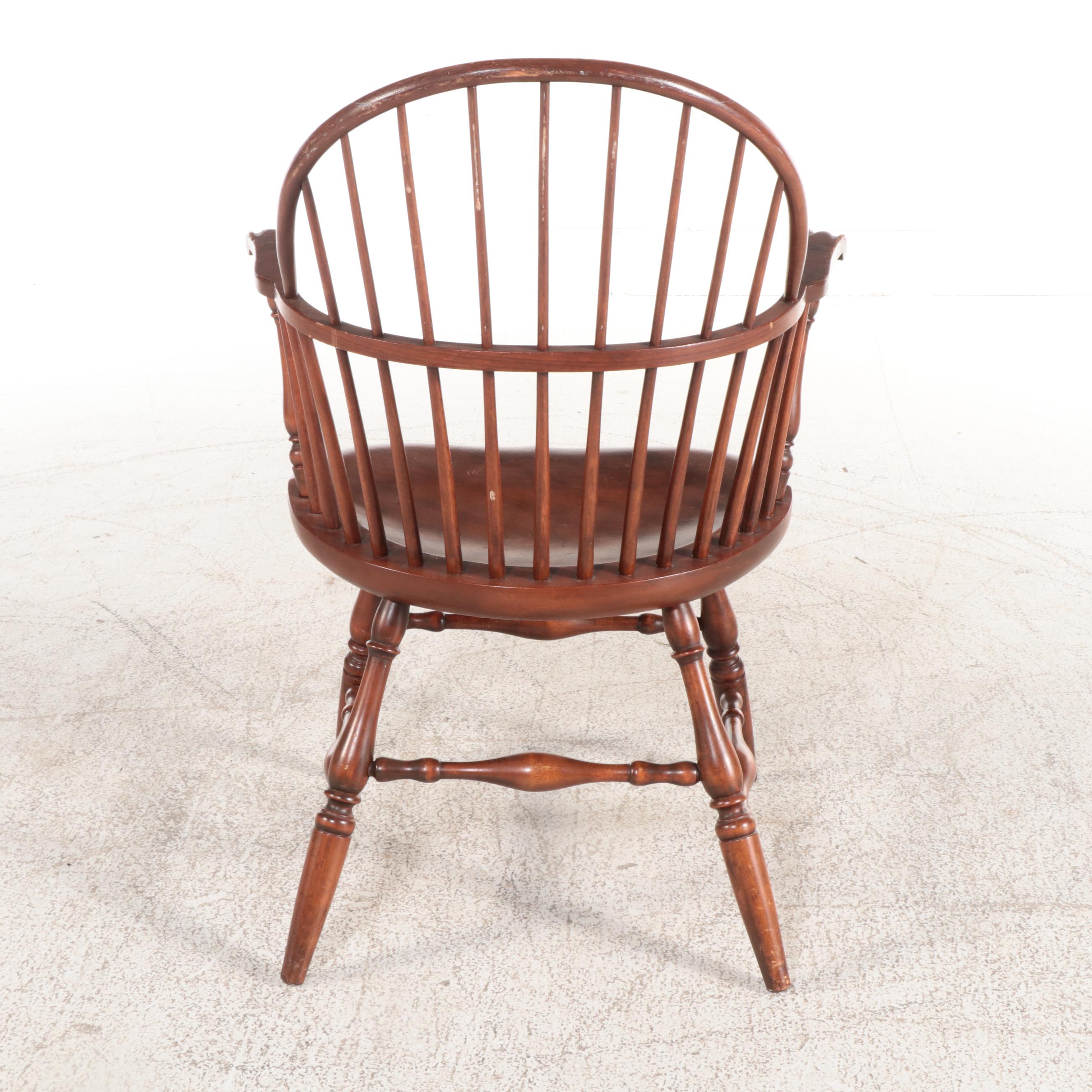 Four American Colonial Style Sack-Back and Knuckle-Arm Windsor Armchairs