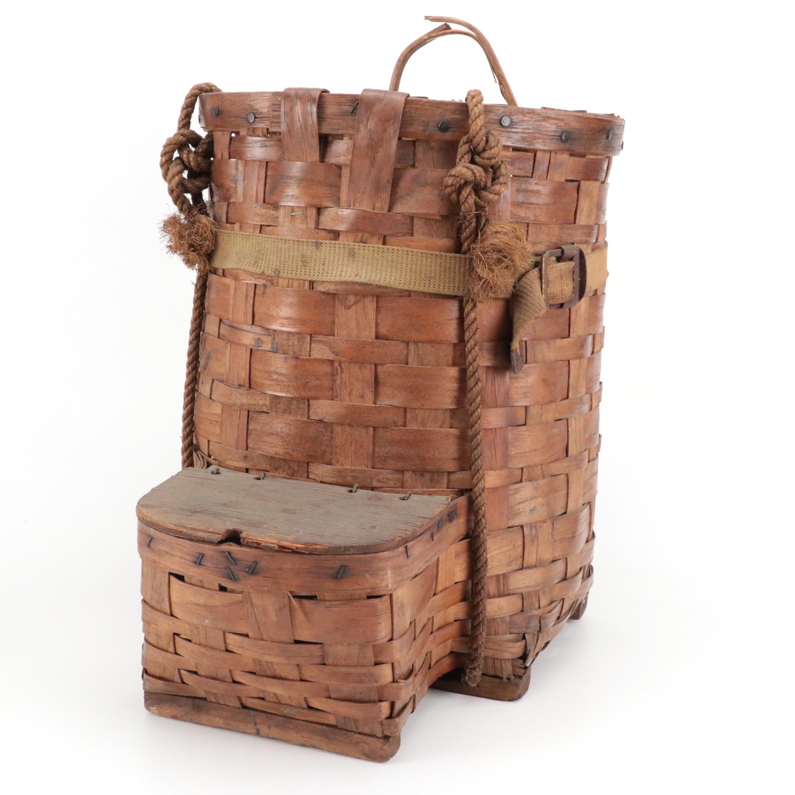 Adirondack Trappers Woven Wood Backpack Basket